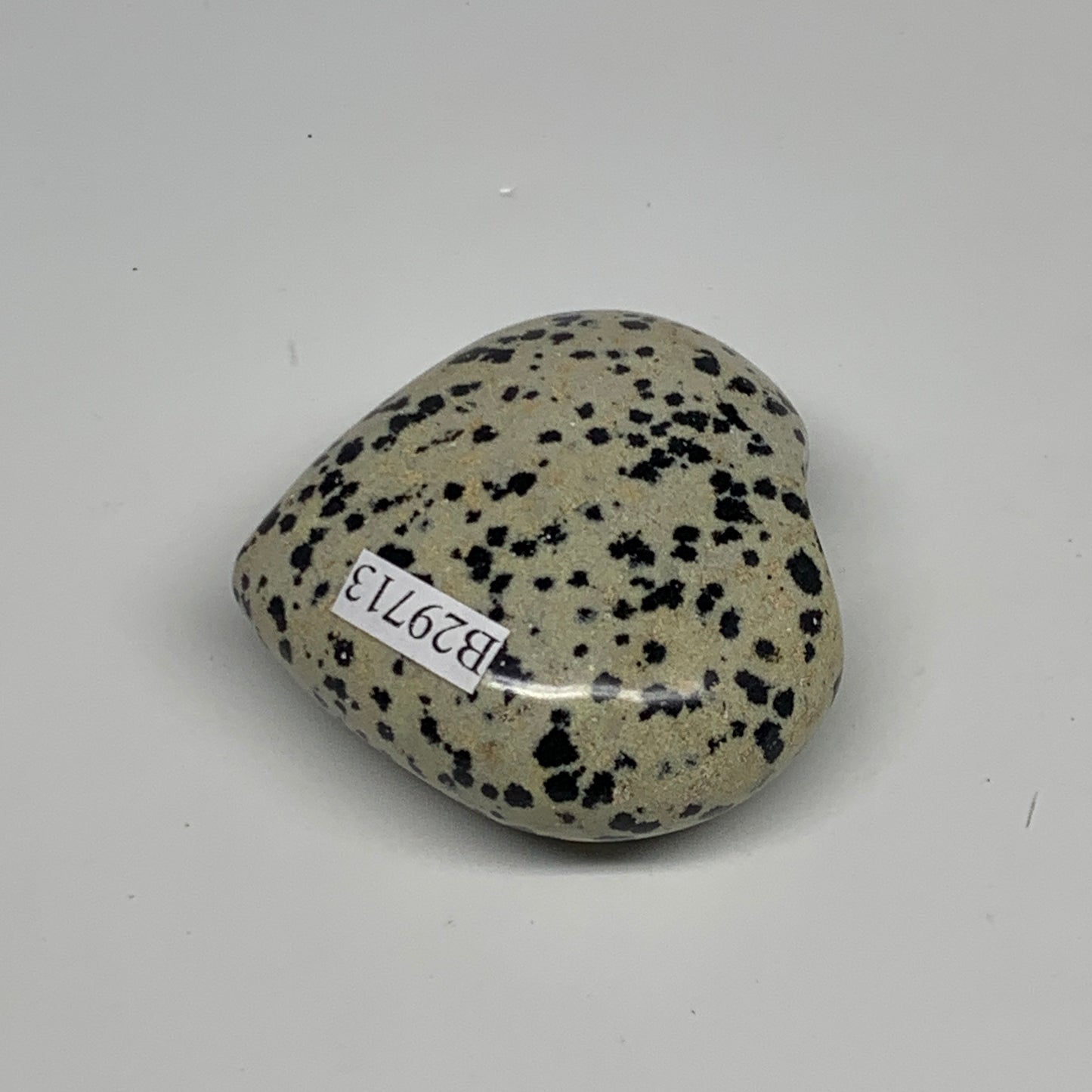59.9g,1.8"x1.9"x0.8" Dalmatian Jasper Heart Polished Healing Home Decor, B29713