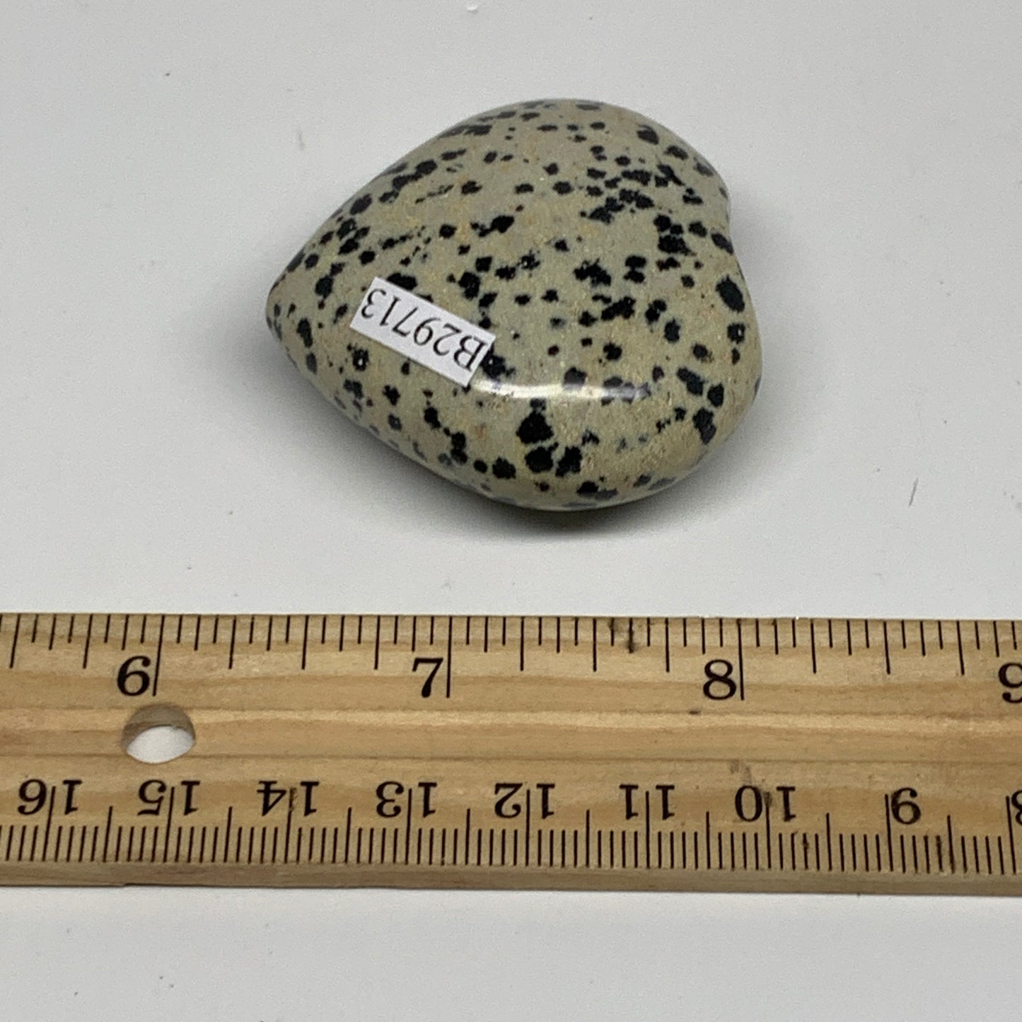 59.9g,1.8"x1.9"x0.8" Dalmatian Jasper Heart Polished Healing Home Decor, B29713