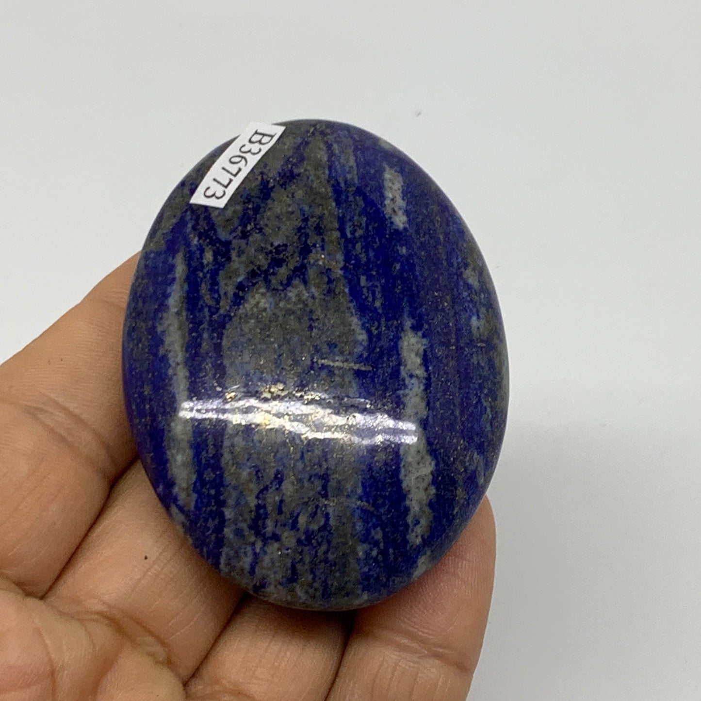 82.7g, 2.4"x1.8"x0.8", Natural Lapis Lazuli Palm Stone @Afghanistan, B36773