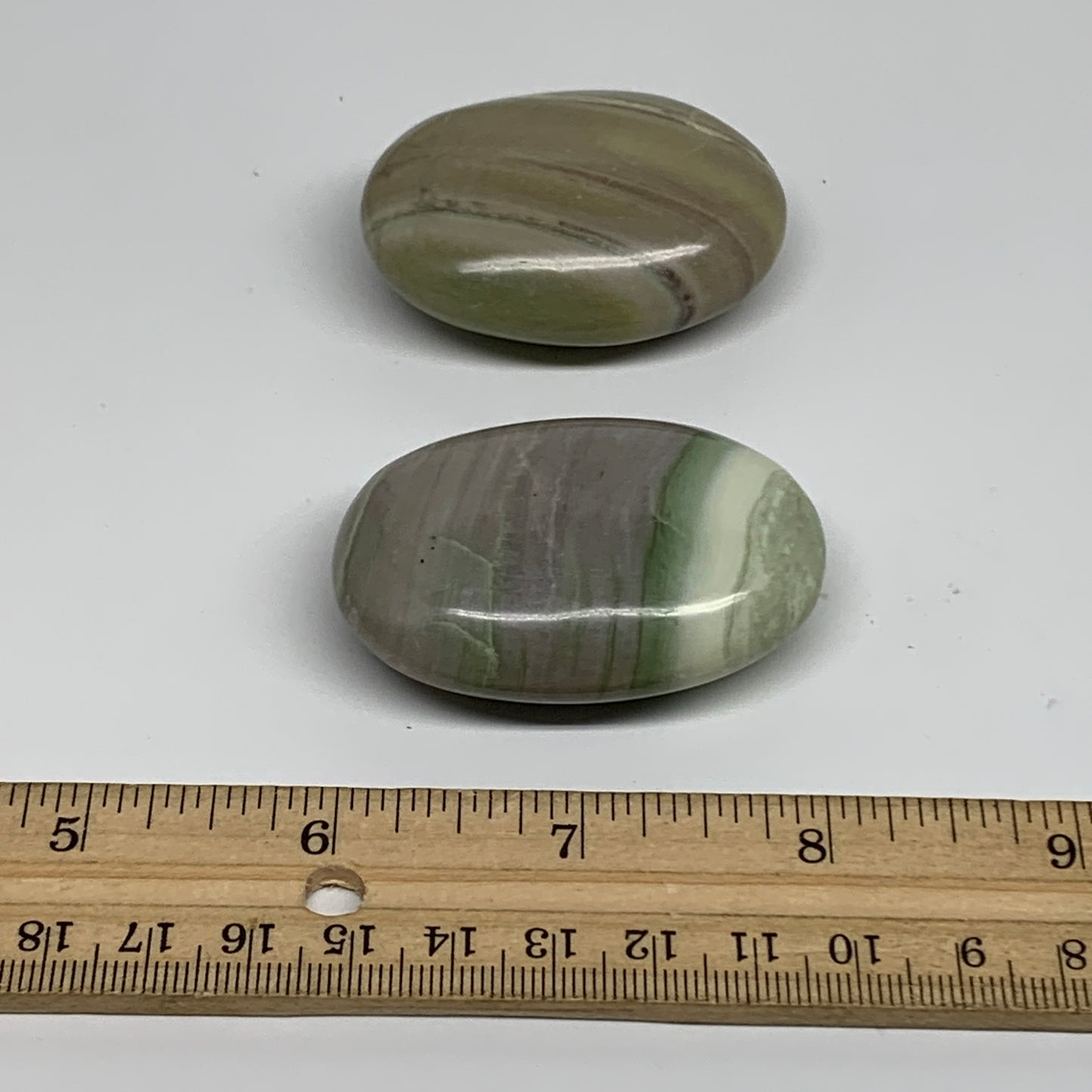117.7g, 2"- 2.1", 2pcs, Natural Serpentine Palm-Stone Gemstone, B34632