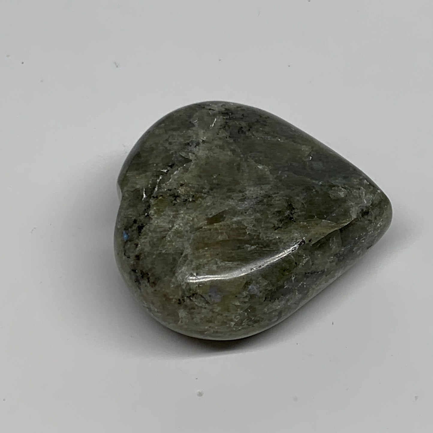 112.6g, 2.2"x2.2"x1", Natural Labradorite Heart Polished Crystal, B35407