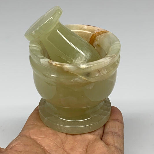 0.72 lbs, 2.3"x2.5", Natural Green Onyx Crystal Pestle and Mortar Handmade, B325