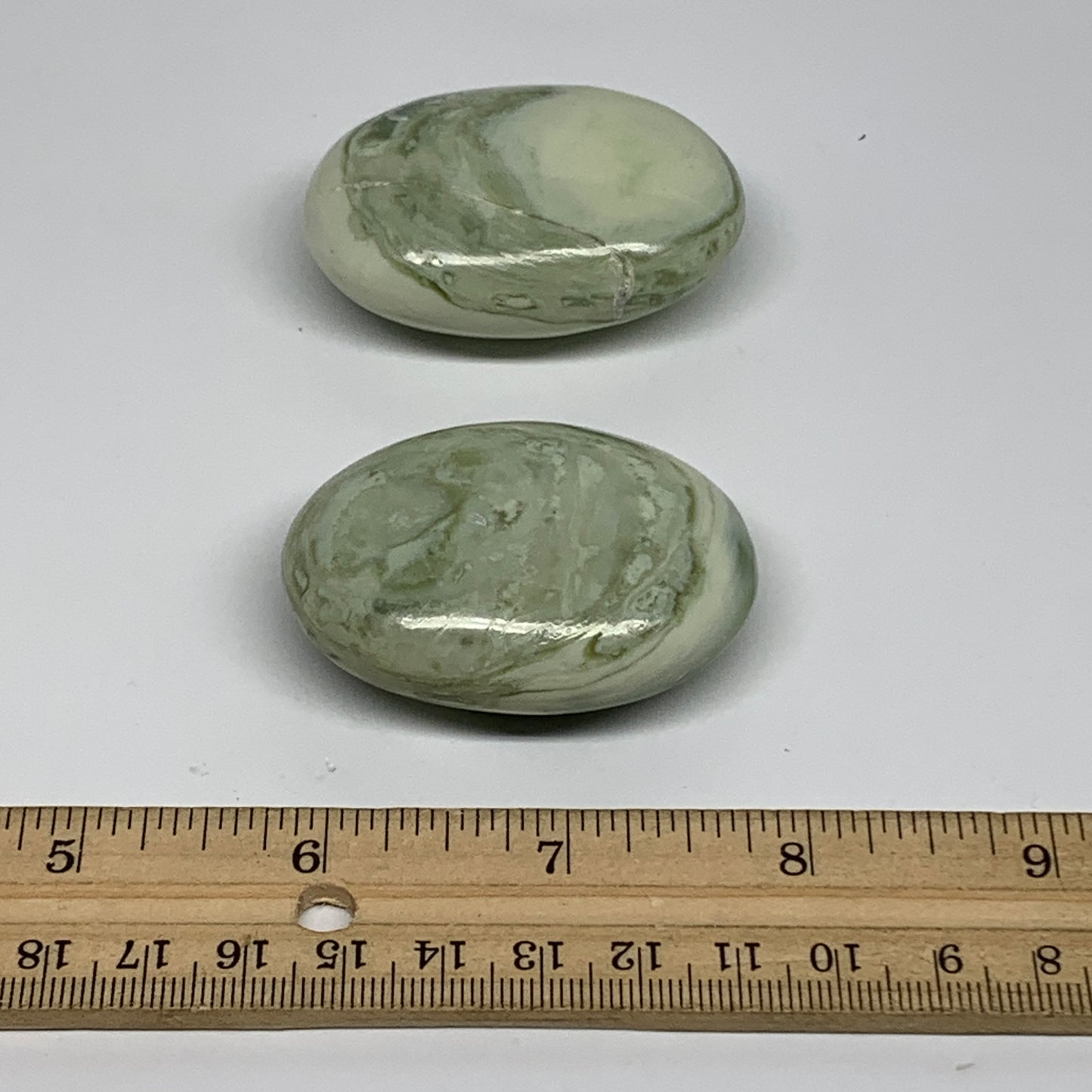 126.5g, 2.1"- 2.2", 2pcs, Natural Serpentine Palm-Stone Gemstone, B34636