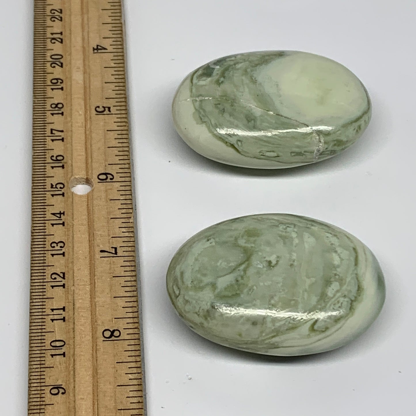 126.5g, 2.1"- 2.2", 2pcs, Natural Serpentine Palm-Stone Gemstone, B34636