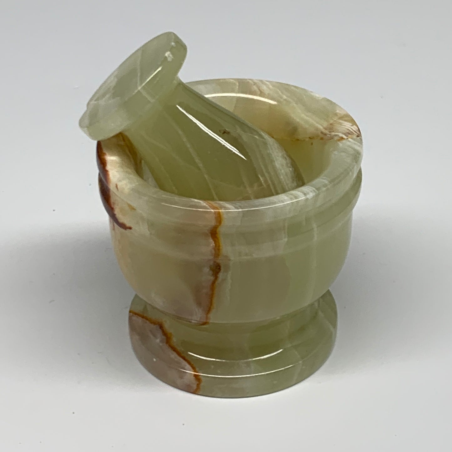 0.72 lbs, 2.3"x2.5", Natural Green Onyx Crystal Pestle and Mortar Handmade, B325