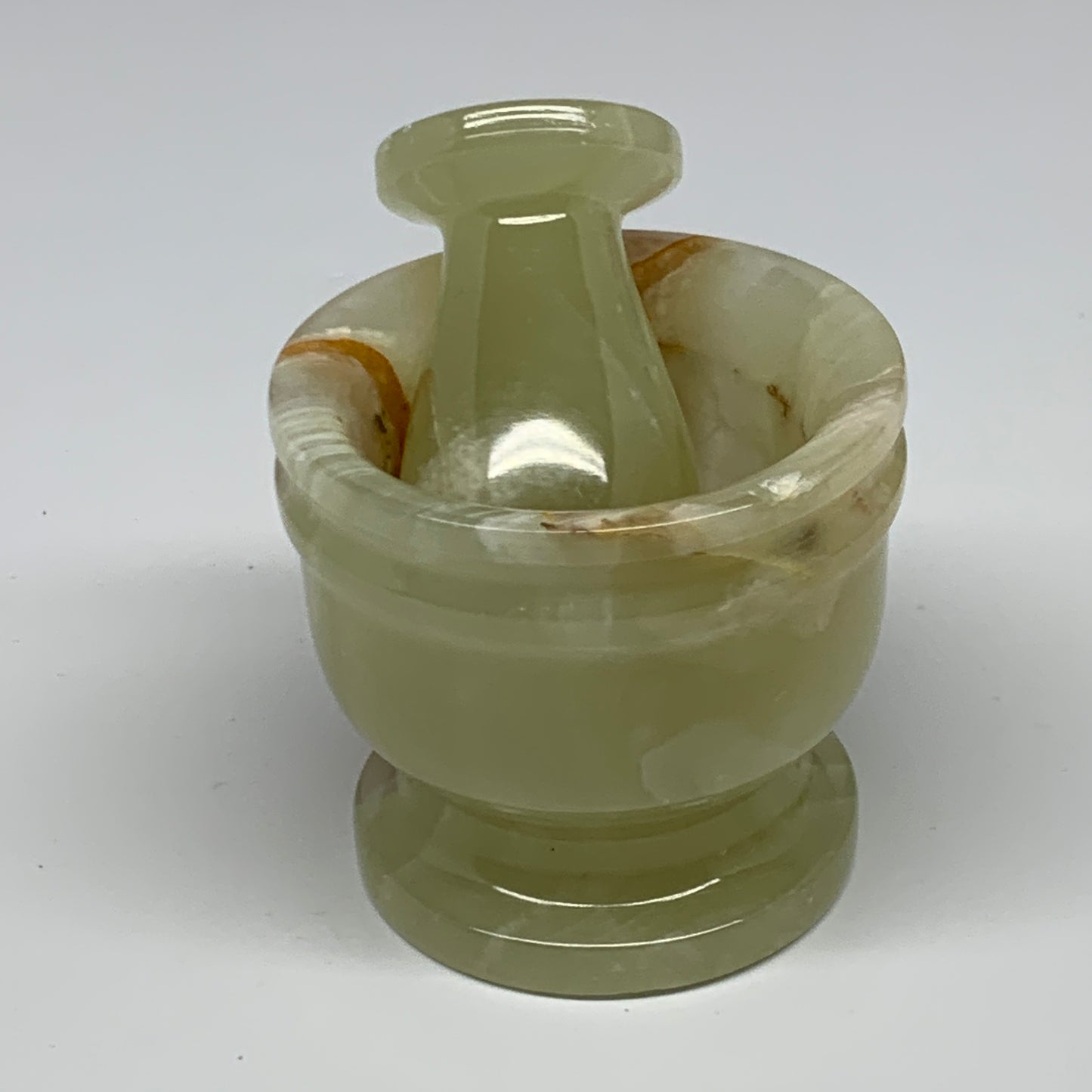 0.72 lbs, 2.3"x2.5", Natural Green Onyx Crystal Pestle and Mortar Handmade, B325