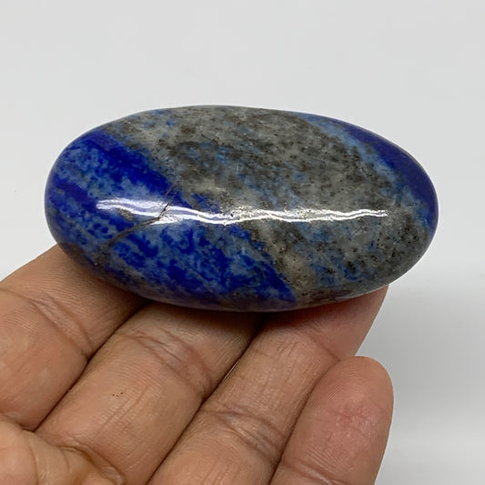 73g, 2.5"x1.4"x0.8", Natural Lapis Lazuli Palm Stone @Afghanistan, B36778