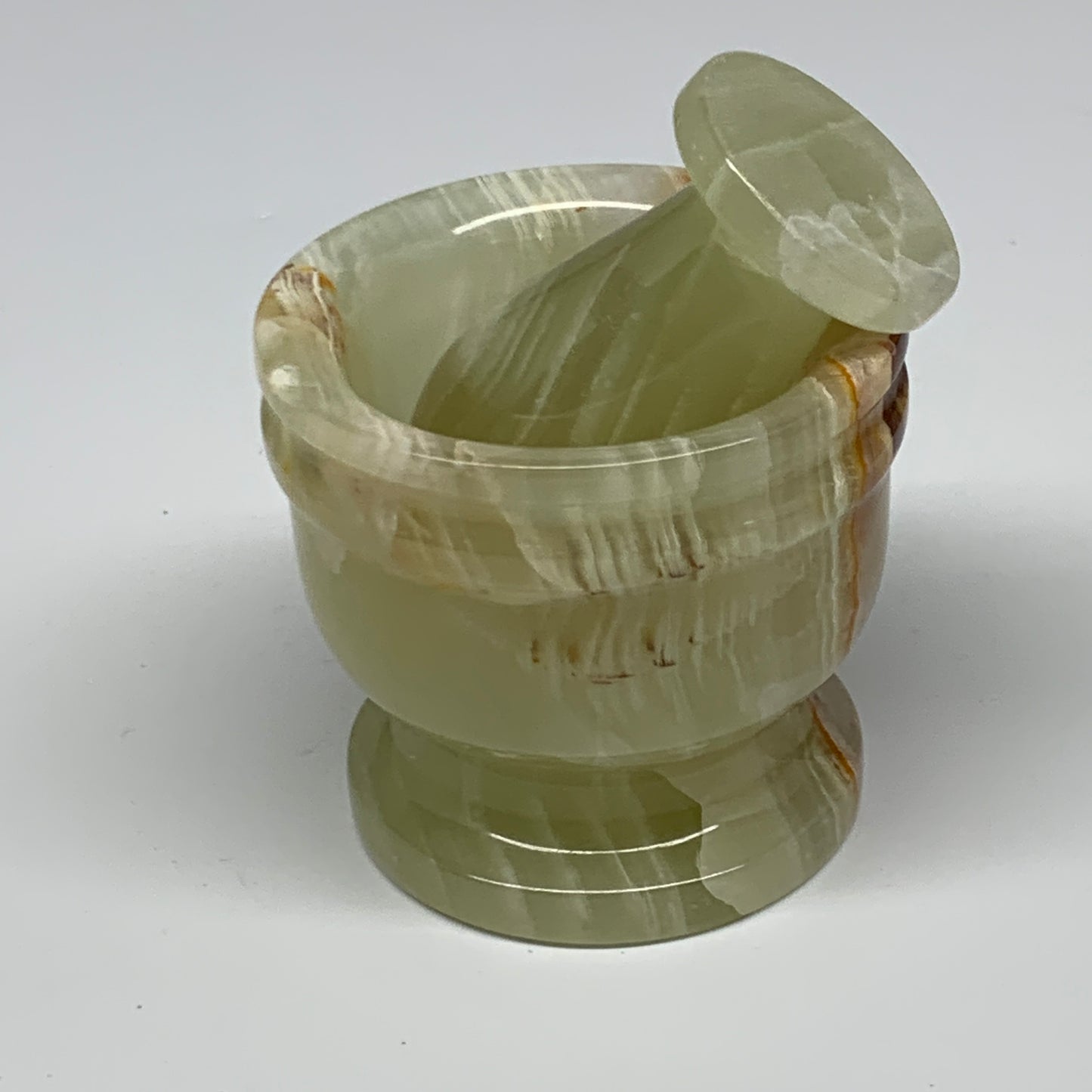 0.72 lbs, 2.3"x2.5", Natural Green Onyx Crystal Pestle and Mortar Handmade, B325