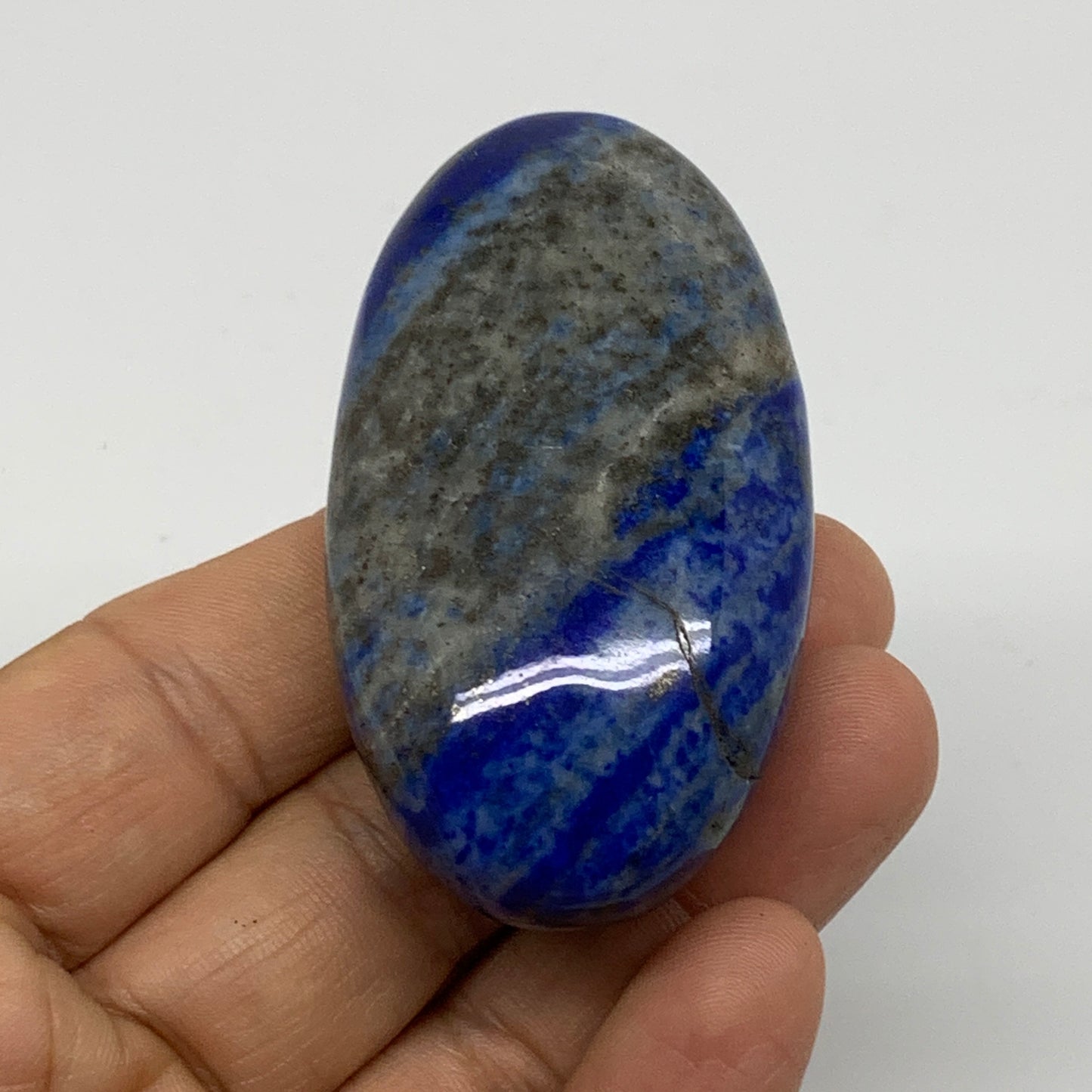 73g, 2.5"x1.4"x0.8", Natural Lapis Lazuli Palm Stone @Afghanistan, B36778