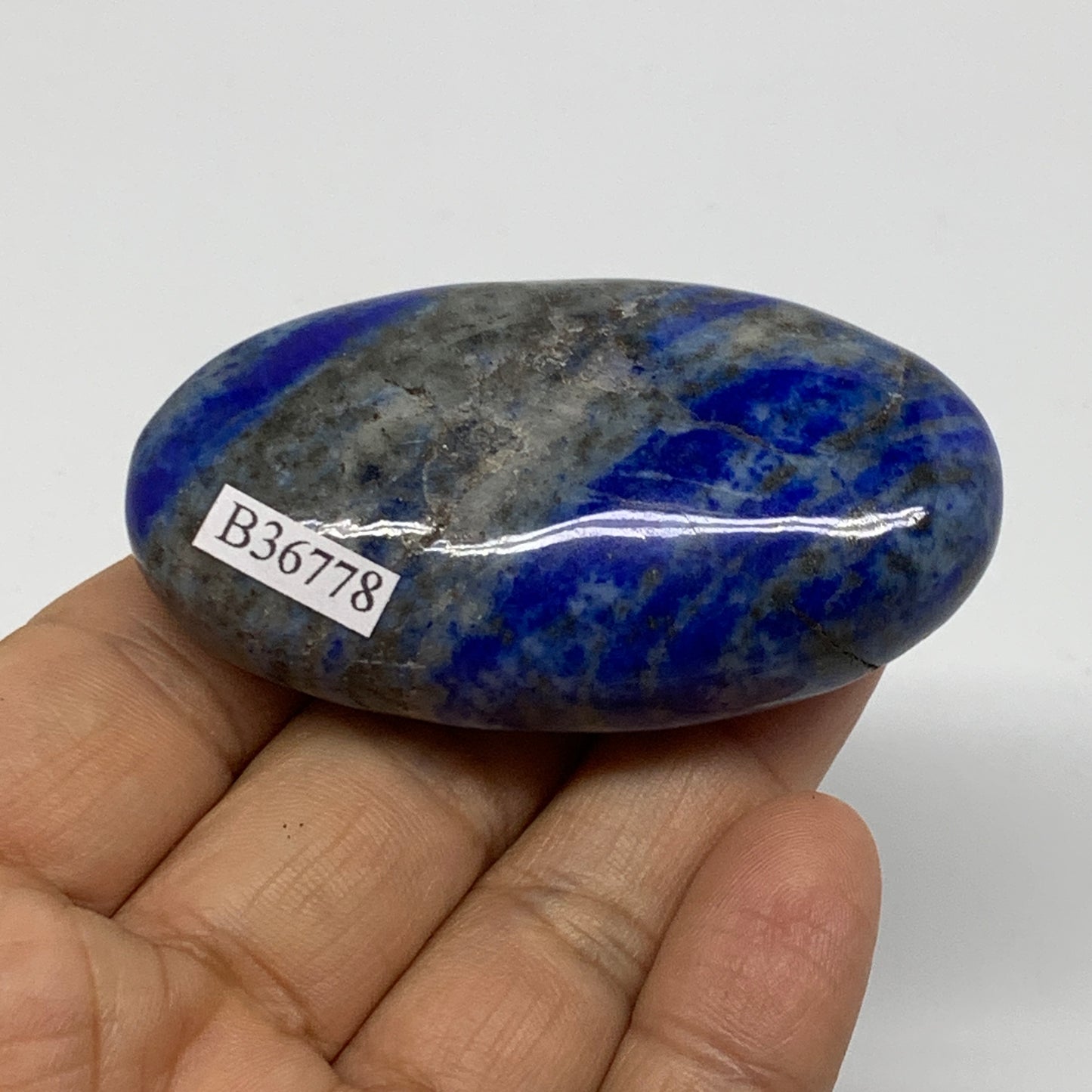 73g, 2.5"x1.4"x0.8", Natural Lapis Lazuli Palm Stone @Afghanistan, B36778