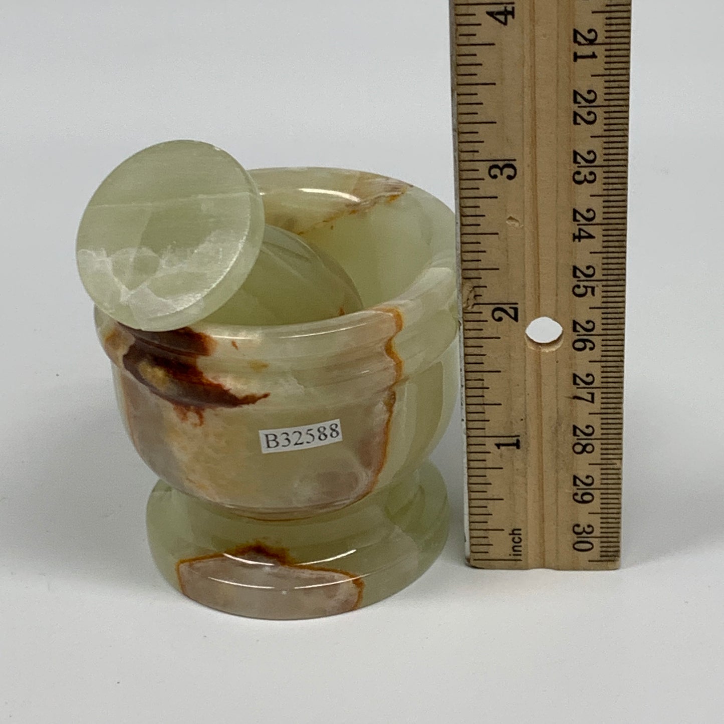 0.72 lbs, 2.3"x2.5", Natural Green Onyx Crystal Pestle and Mortar Handmade, B325