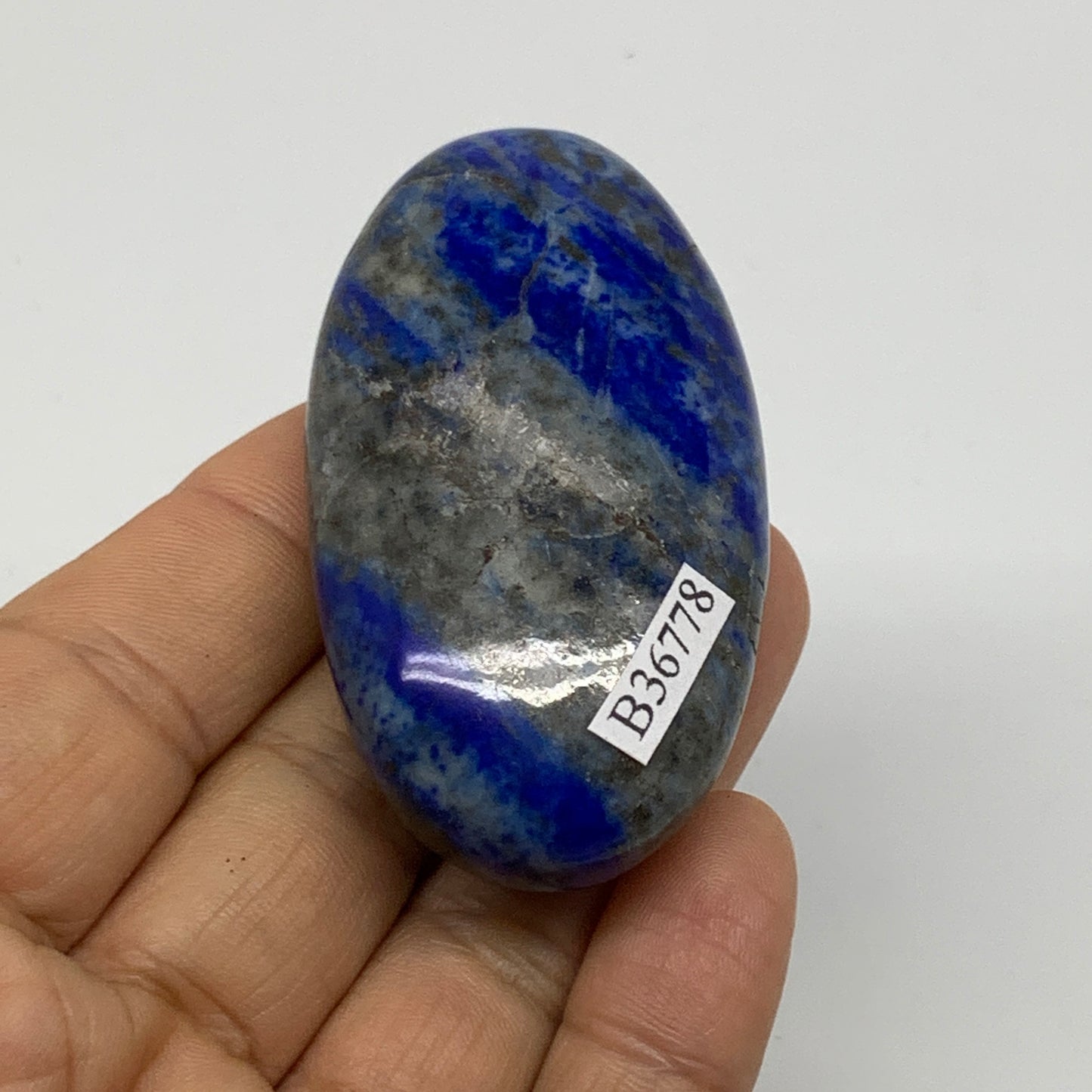 73g, 2.5"x1.4"x0.8", Natural Lapis Lazuli Palm Stone @Afghanistan, B36778