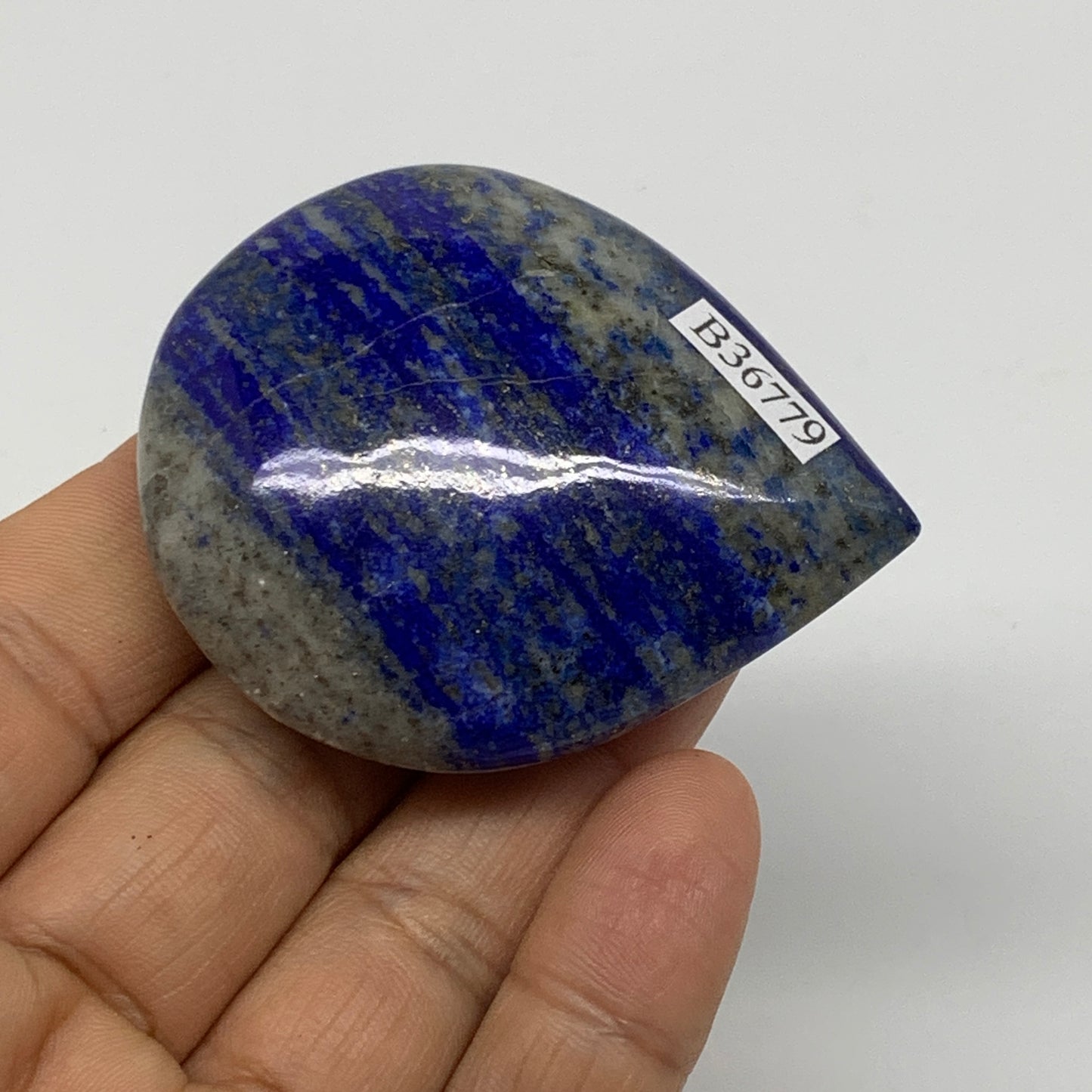73g, 2.3"x1.9"x0.8", Natural Lapis Lazuli Palm Stone @Afghanistan, B36779