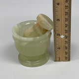 0.72 lbs, 2.3"x2.5", Natural Green Onyx Crystal Pestle and Mortar Handmade, B32589