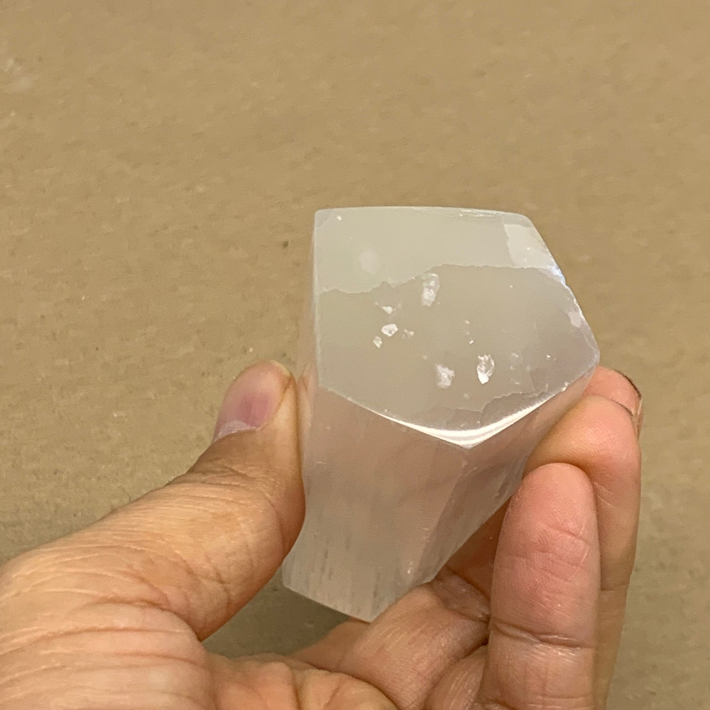 166g, 3.8"x1.6", Selenite (Satin Spar) Crystal Tower Point, B36019