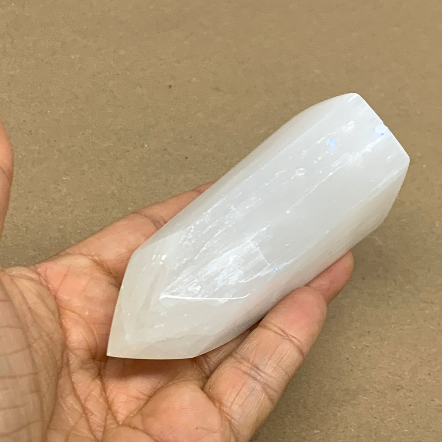 166g, 3.8"x1.6", Selenite (Satin Spar) Crystal Tower Point, B36019