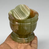 0.74 lbs, 2.3"x2.5", Natural Green Onyx Crystal Pestle and Mortar Handmade, B32590
