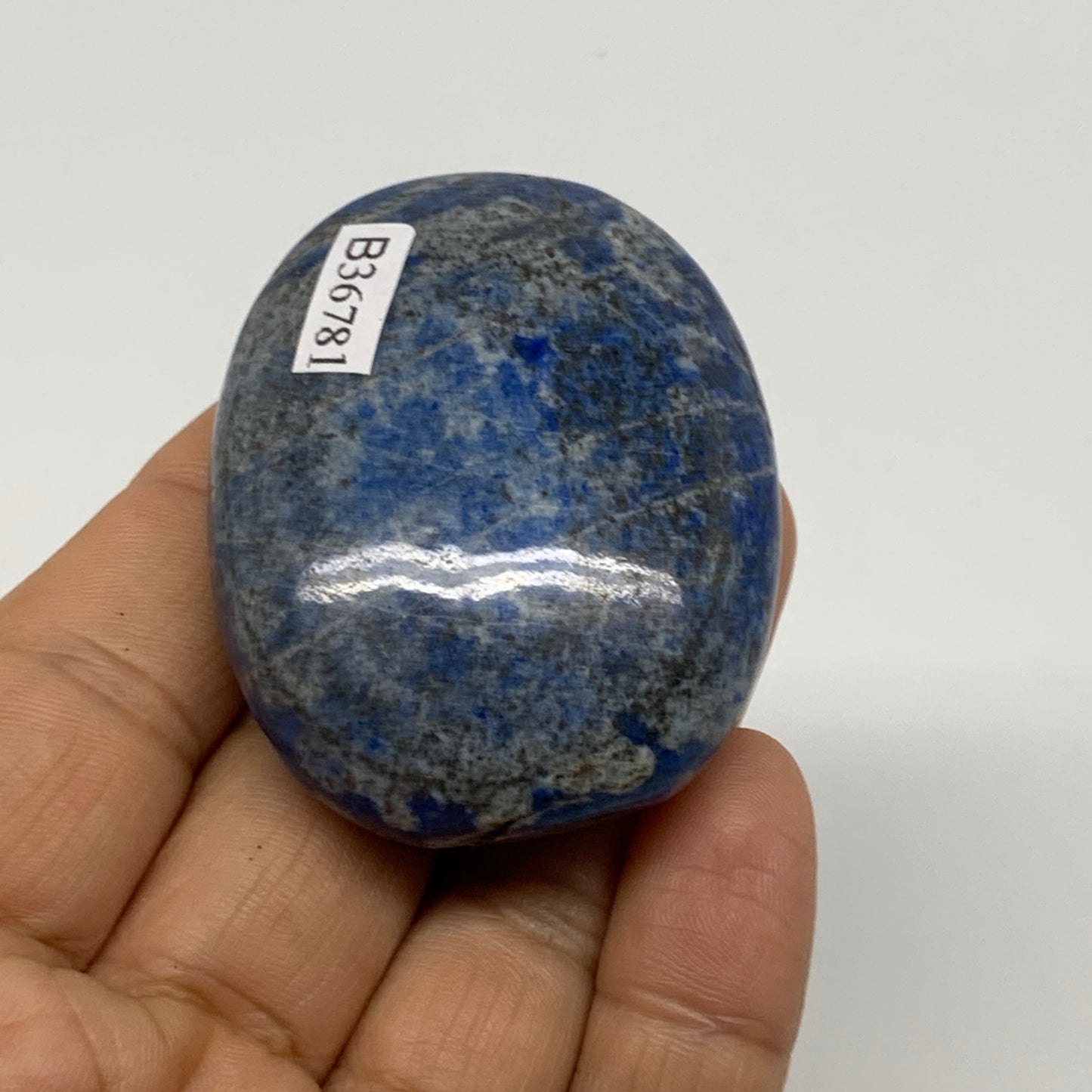 74g, 2.1"x1.7"x0.8", Natural Lapis Lazuli Palm Stone @Afghanistan, B36781