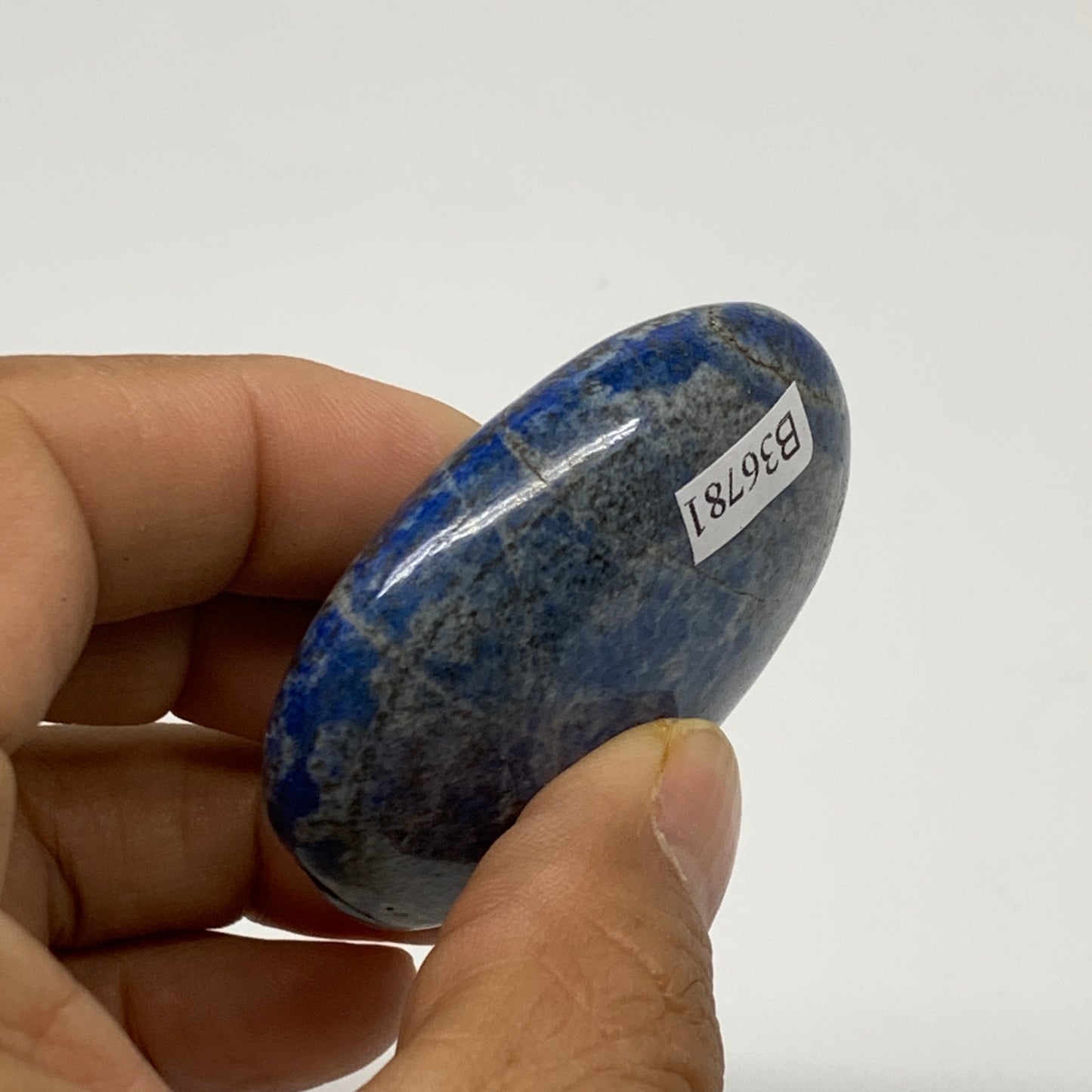 74g, 2.1"x1.7"x0.8", Natural Lapis Lazuli Palm Stone @Afghanistan, B36781