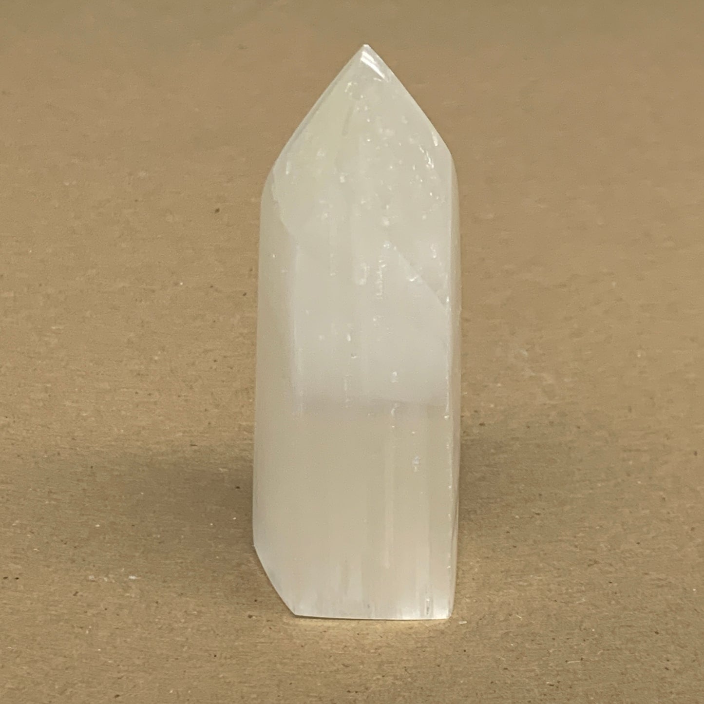 166g, 3.8"x1.6", Selenite (Satin Spar) Crystal Tower Point, B36019