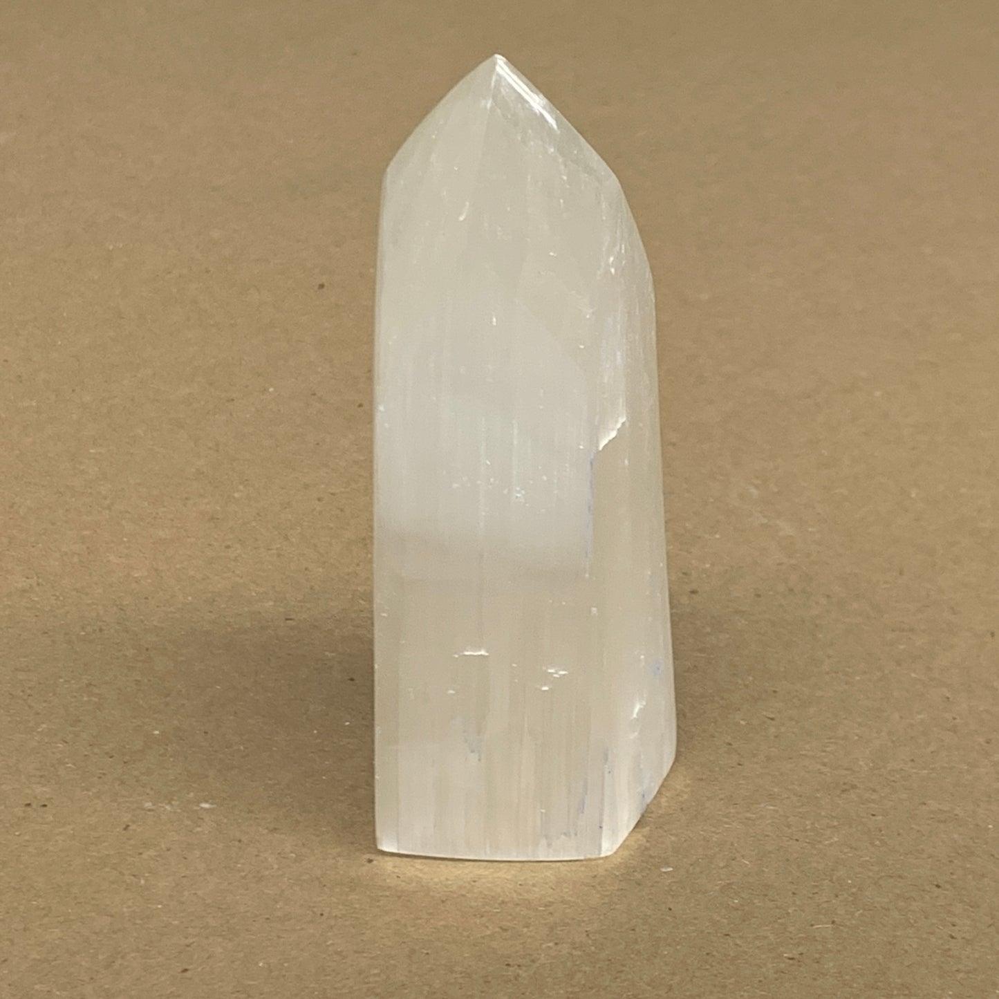 166g, 3.8"x1.6", Selenite (Satin Spar) Crystal Tower Point, B36019