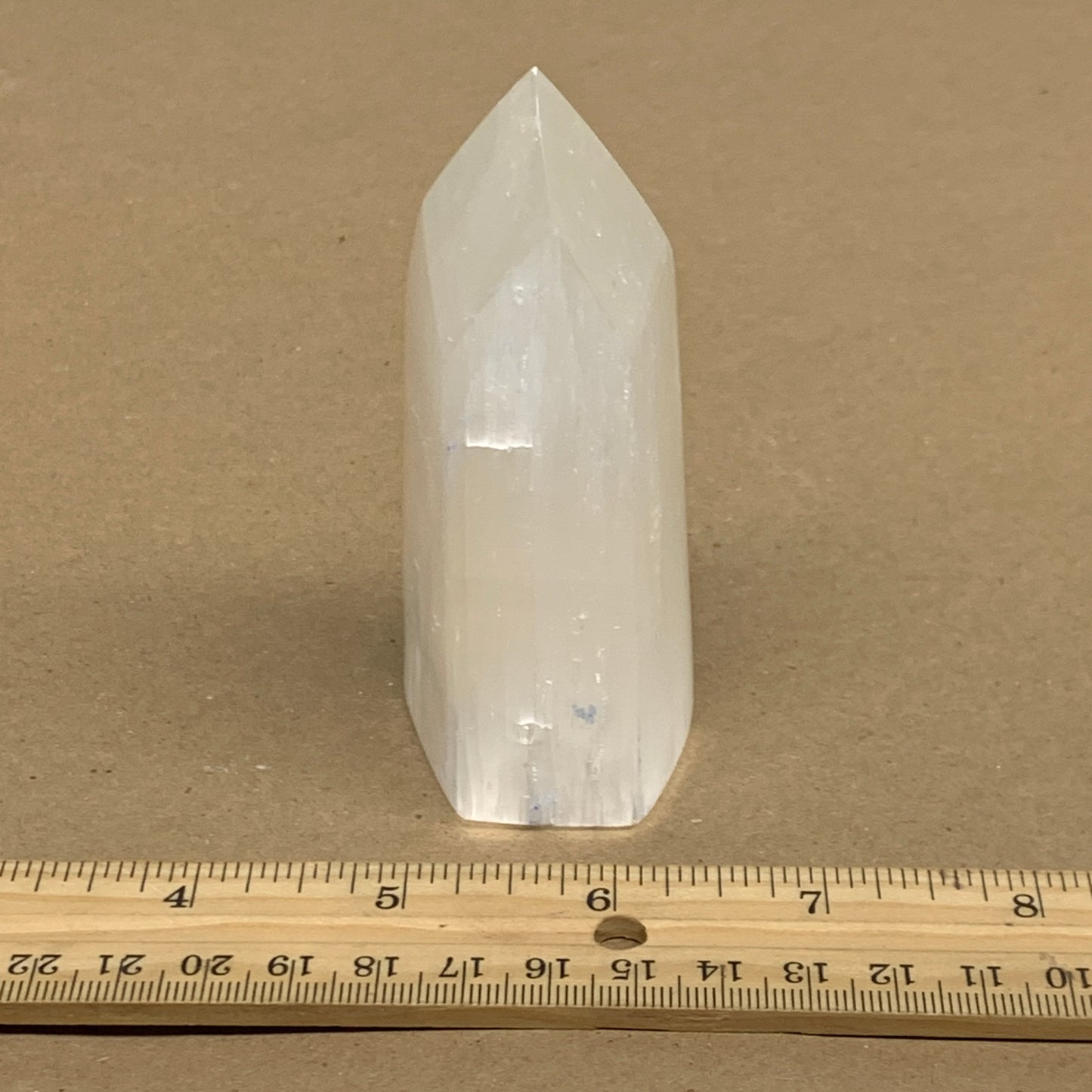 166g, 3.8"x1.6", Selenite (Satin Spar) Crystal Tower Point, B36019