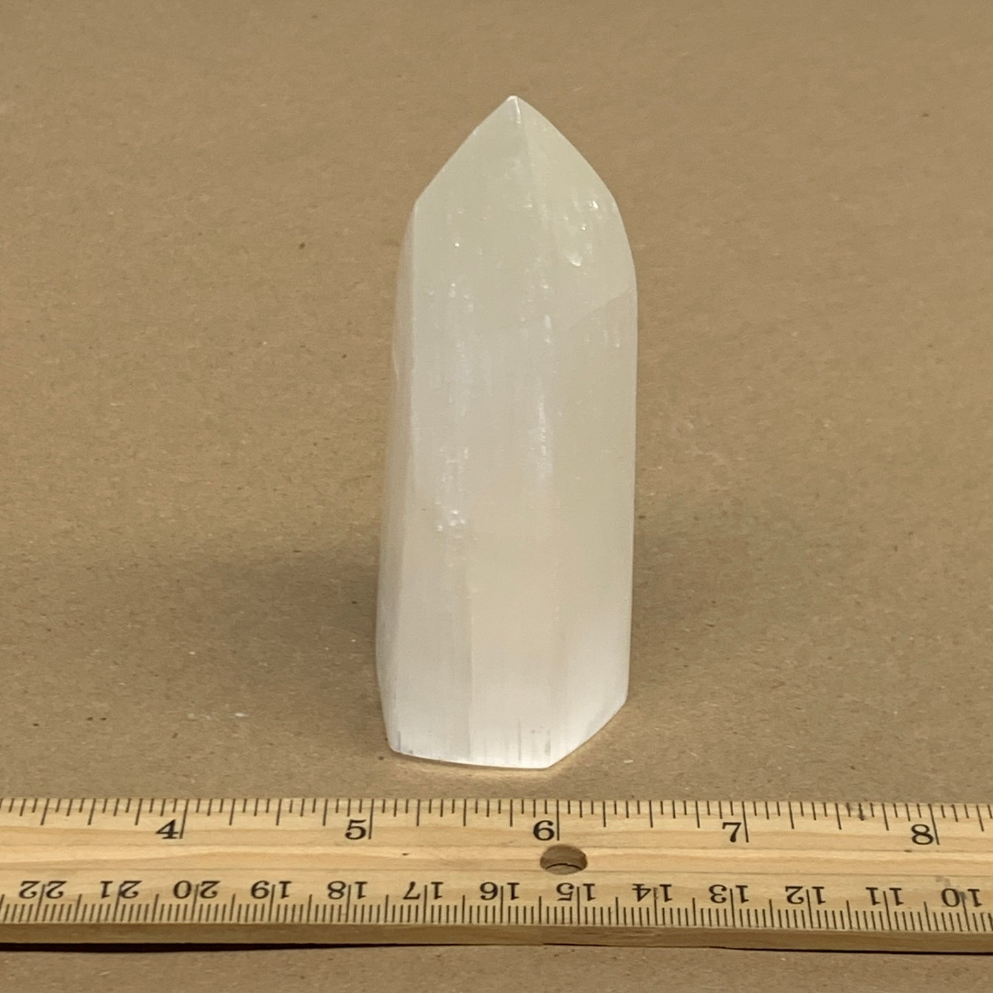 166g, 3.8"x1.6", Selenite (Satin Spar) Crystal Tower Point, B36019
