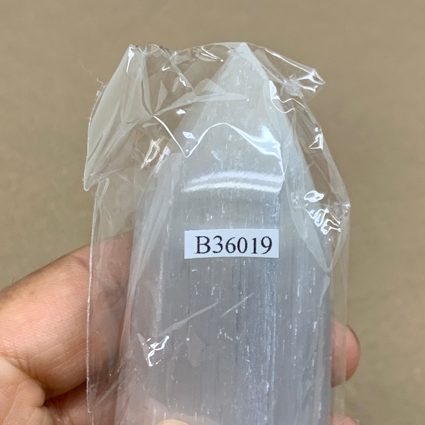 166g, 3.8"x1.6", Selenite (Satin Spar) Crystal Tower Point, B36019