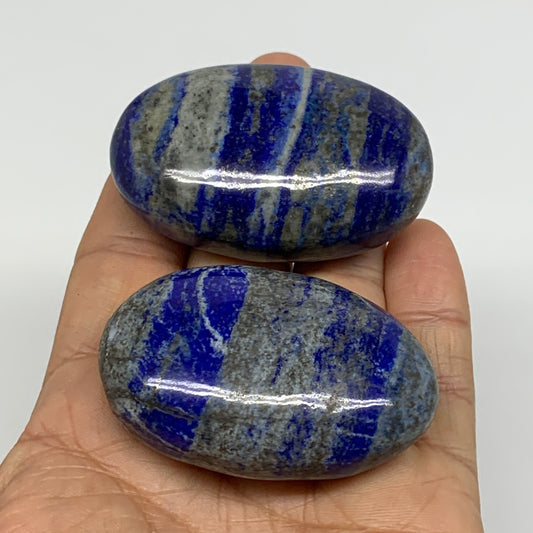 152.8g, 2.2"-2.2", 2pcs, Natural Lapis Lazuli Palm Stone @Afghanistan, B36782