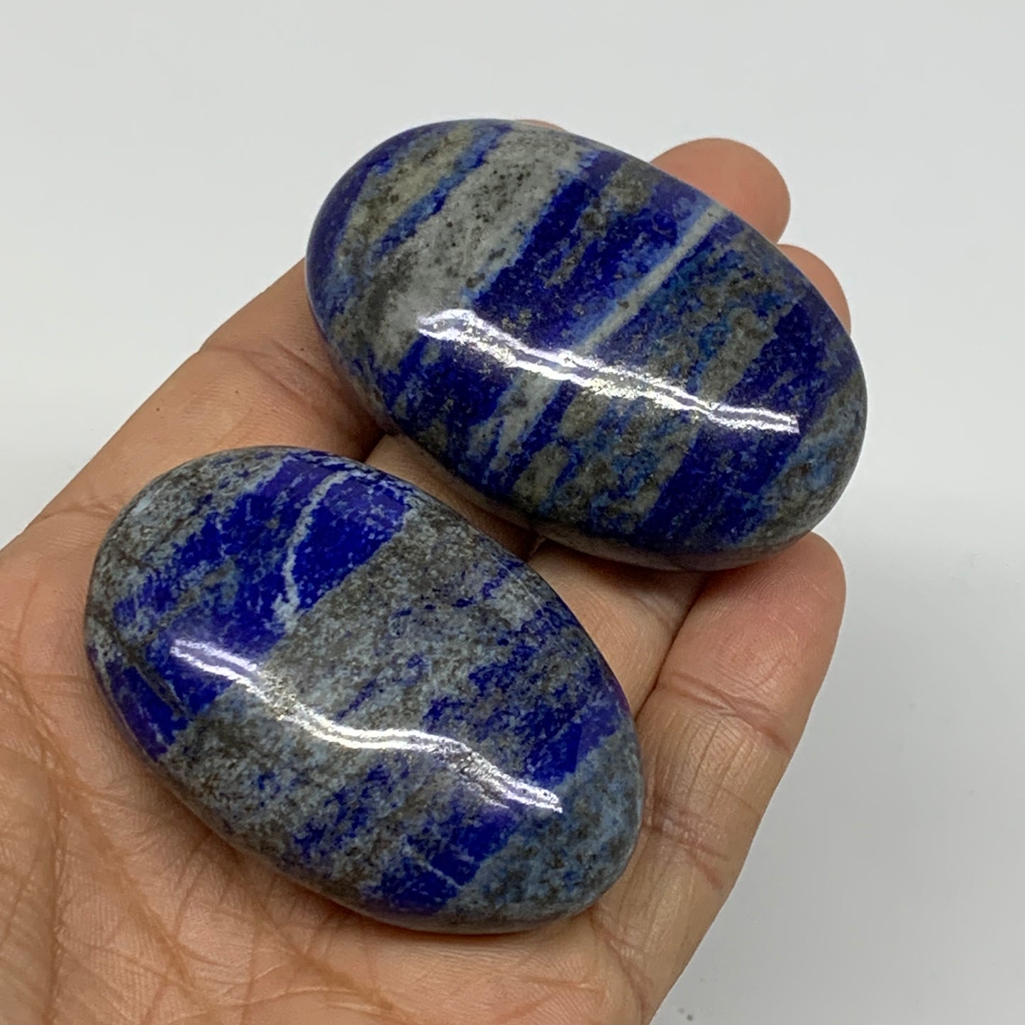 152.8g, 2.2"-2.2", 2pcs, Natural Lapis Lazuli Palm Stone @Afghanistan, B36782