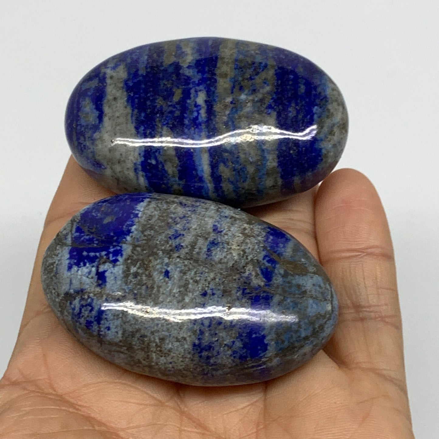 152.8g, 2.2"-2.2", 2pcs, Natural Lapis Lazuli Palm Stone @Afghanistan, B36782
