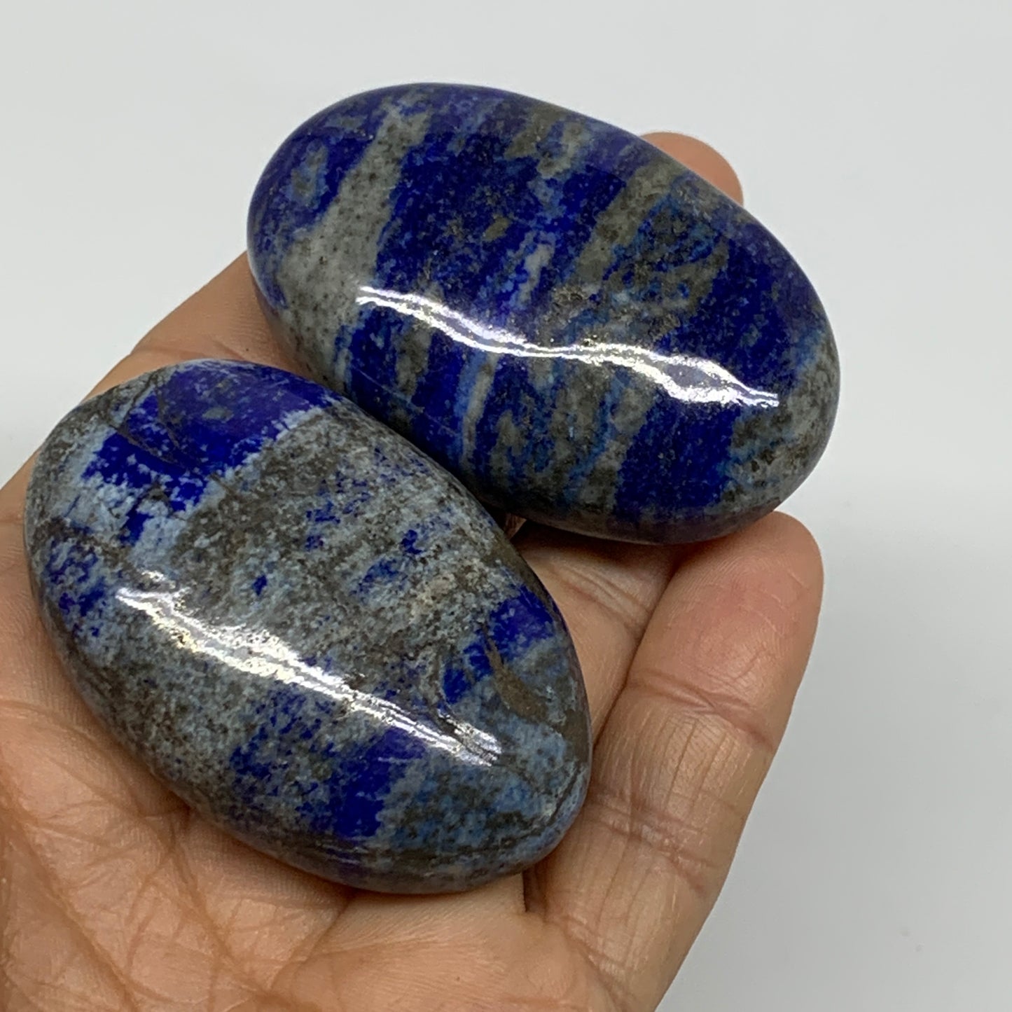 152.8g, 2.2"-2.2", 2pcs, Natural Lapis Lazuli Palm Stone @Afghanistan, B36782