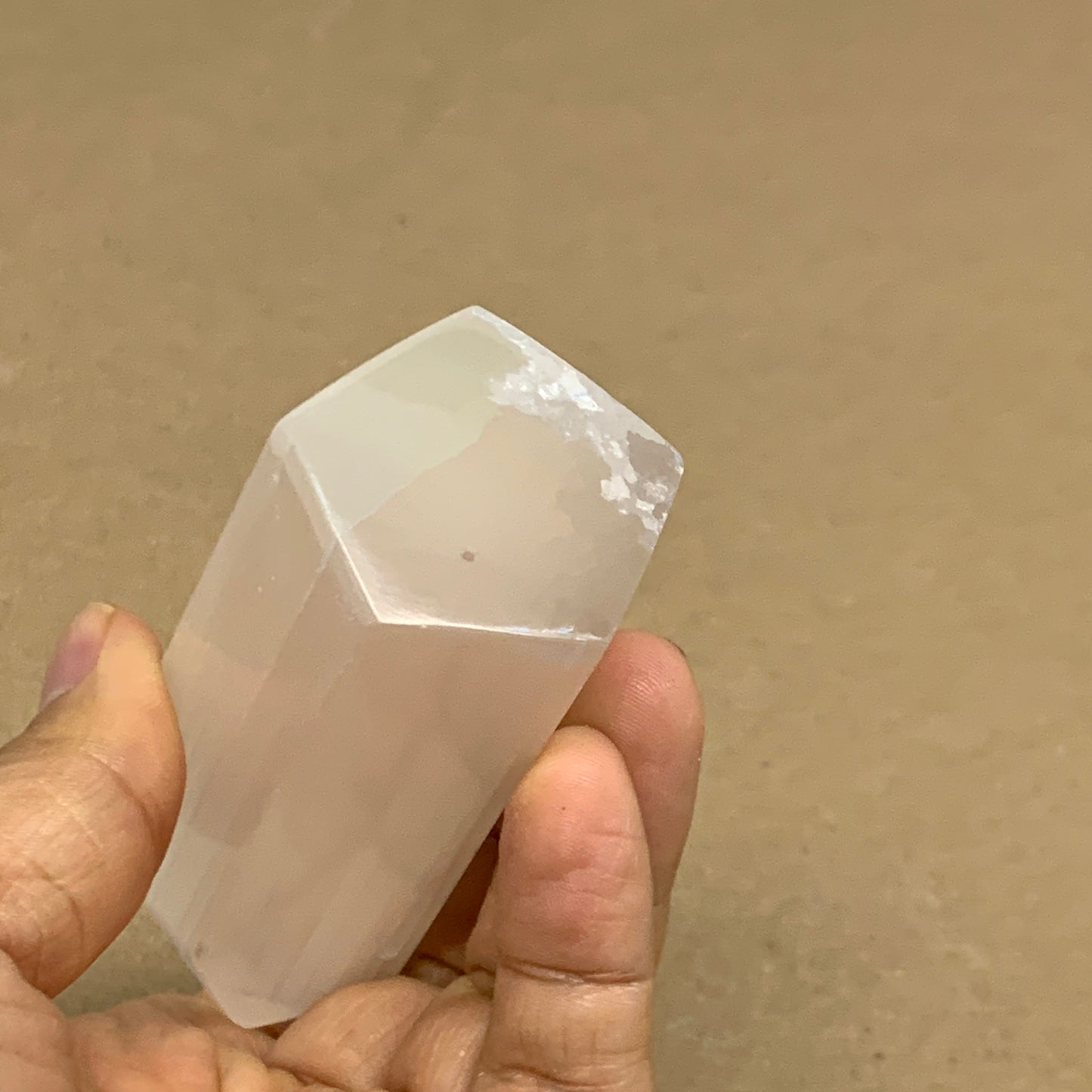 172g, 3.9"x1.5", Selenite (Satin Spar) Crystal Tower Point, B36020