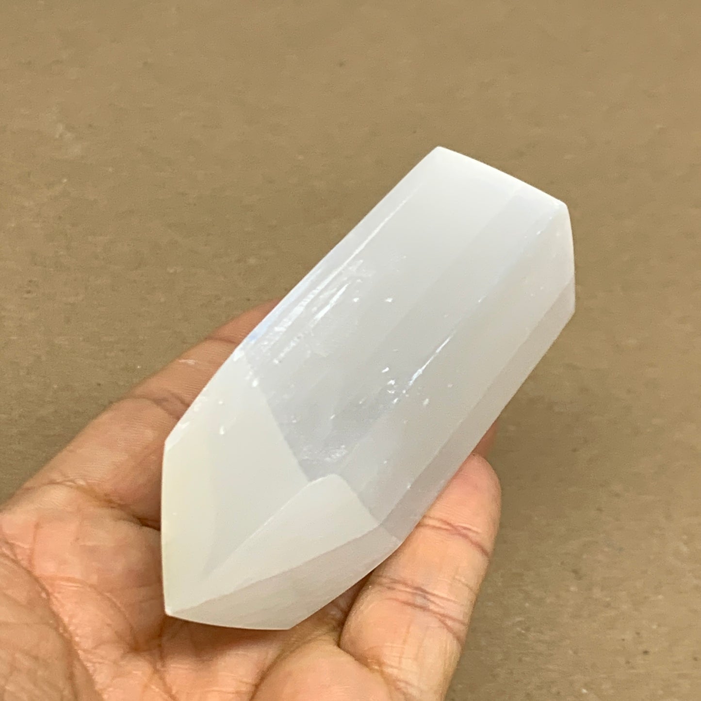 172g, 3.9"x1.5", Selenite (Satin Spar) Crystal Tower Point, B36020