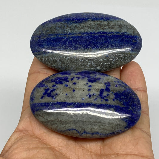 143g, 2.5"-2.8", 2pcs, Natural Lapis Lazuli Palm Stone @Afghanistan, B36783