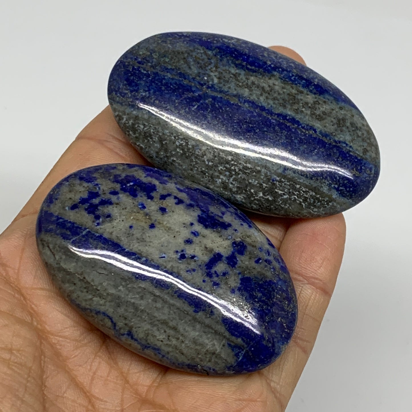 143g, 2.5"-2.8", 2pcs, Natural Lapis Lazuli Palm Stone @Afghanistan, B36783