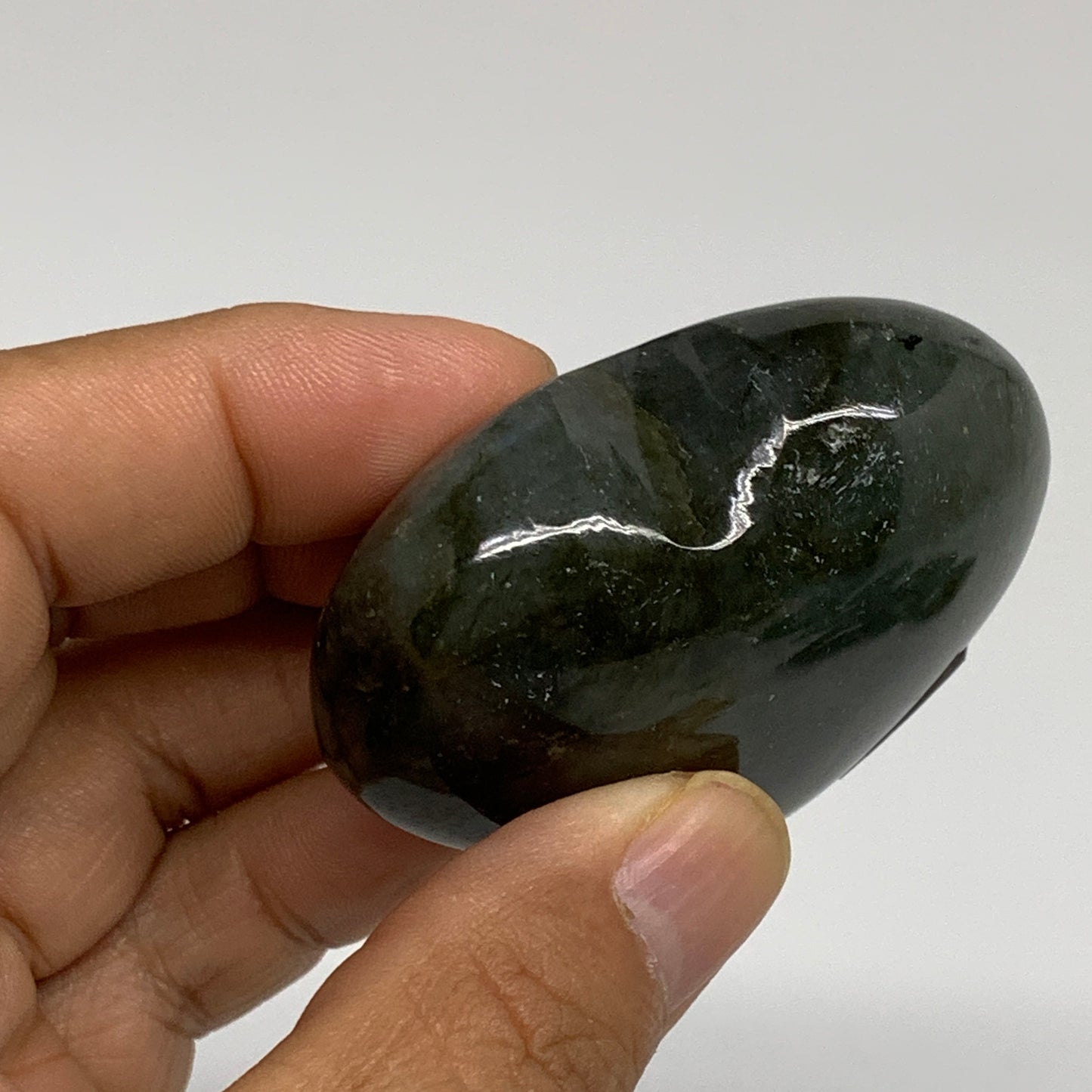 96.3g, 2"x2.2"x1", Natural Labradorite Heart Polished Crystal, B35413