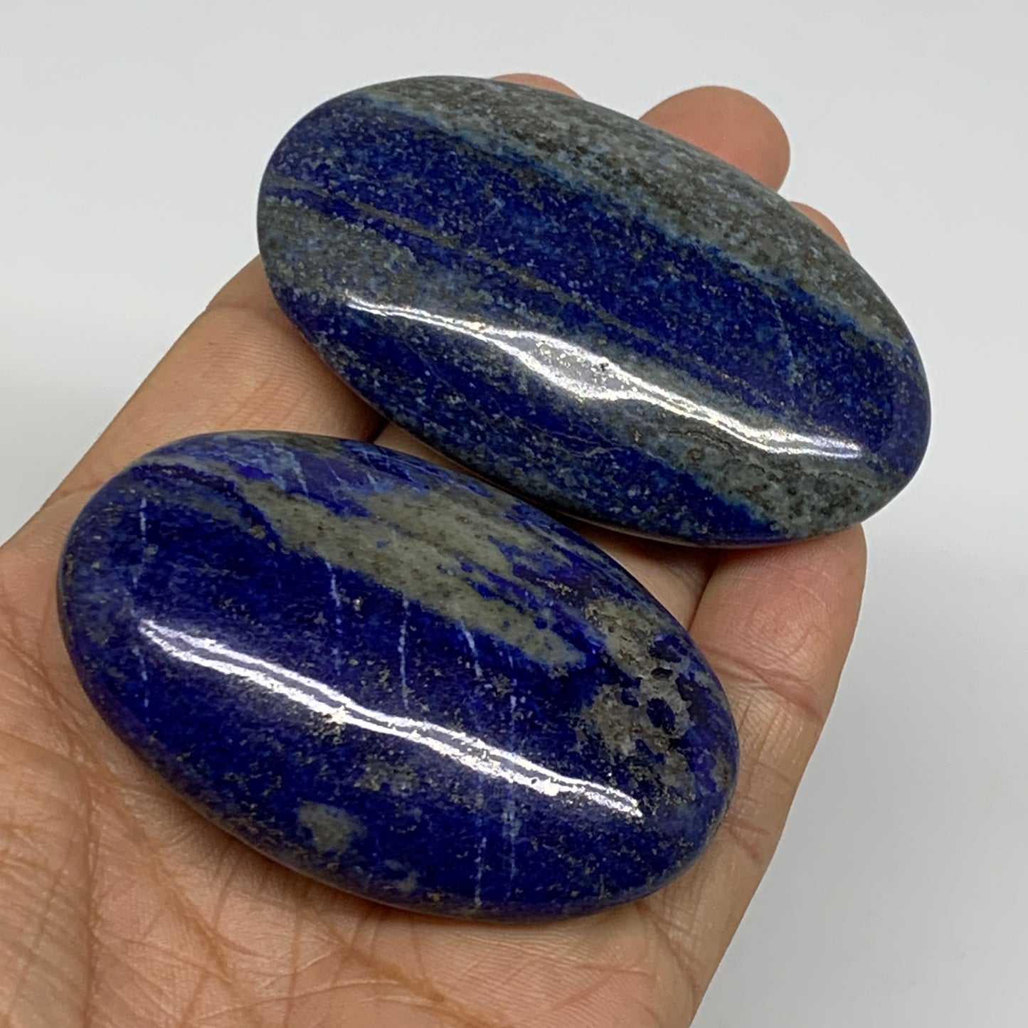 143g, 2.5"-2.8", 2pcs, Natural Lapis Lazuli Palm Stone @Afghanistan, B36783