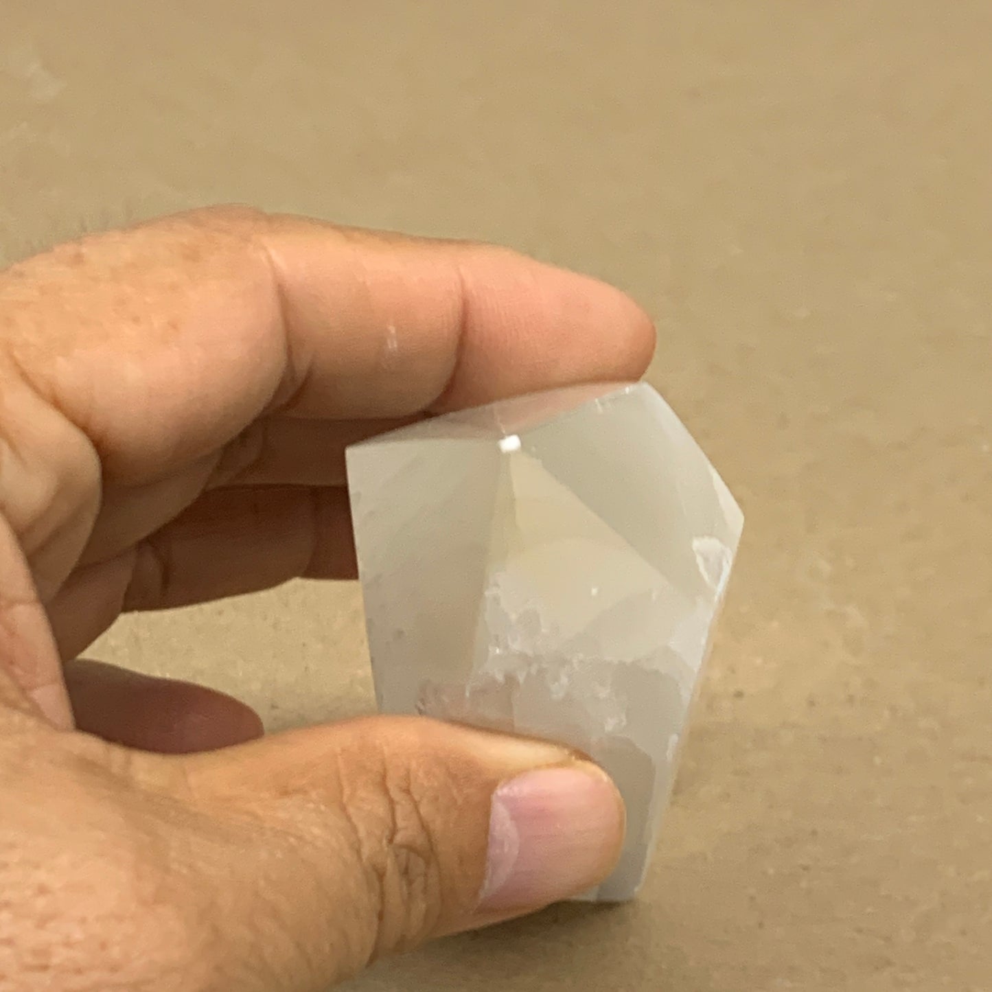 172g, 3.9"x1.5", Selenite (Satin Spar) Crystal Tower Point, B36020