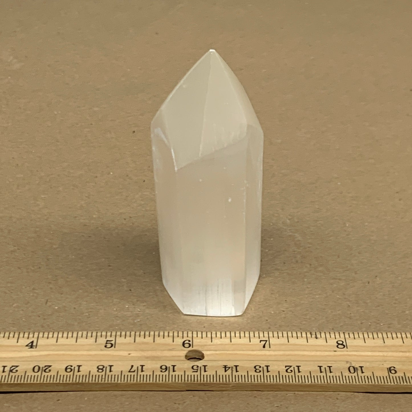 172g, 3.9"x1.5", Selenite (Satin Spar) Crystal Tower Point, B36020