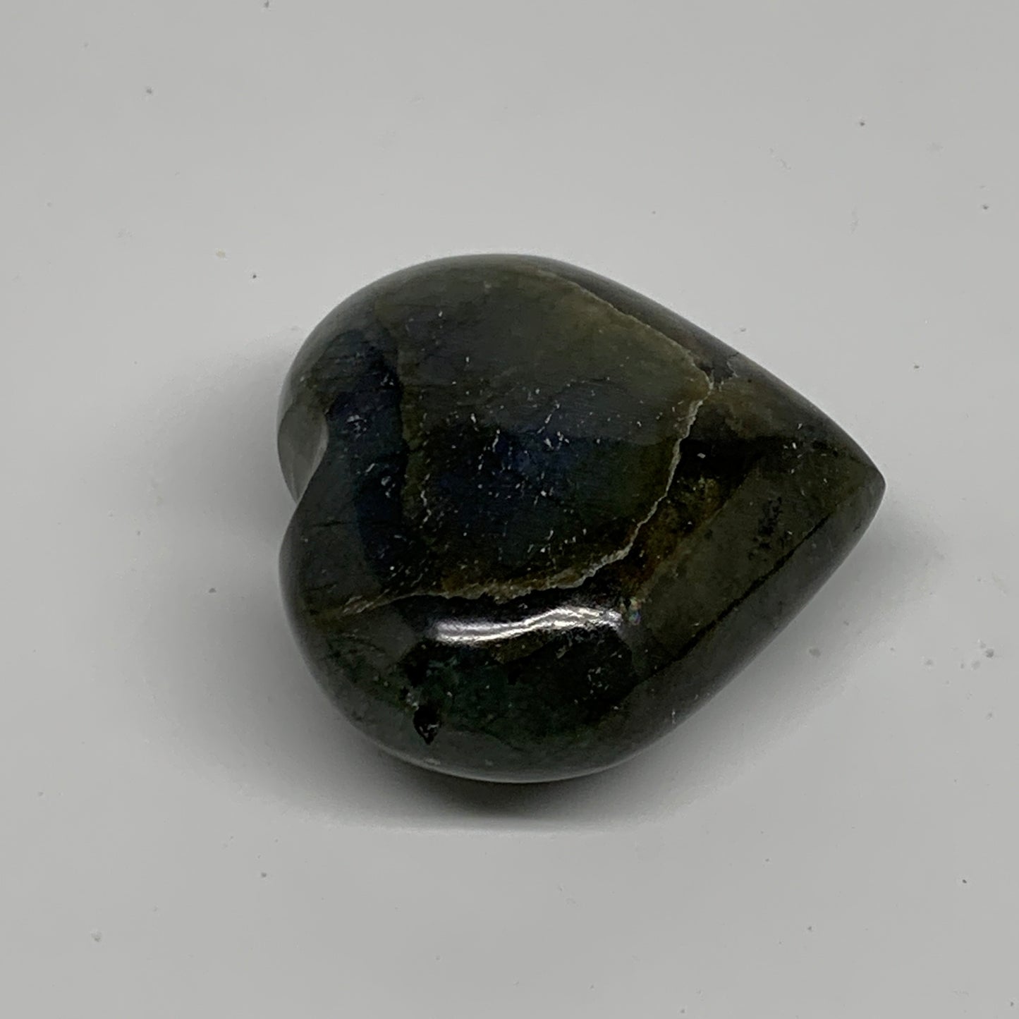 96.3g, 2"x2.2"x1", Natural Labradorite Heart Polished Crystal, B35413