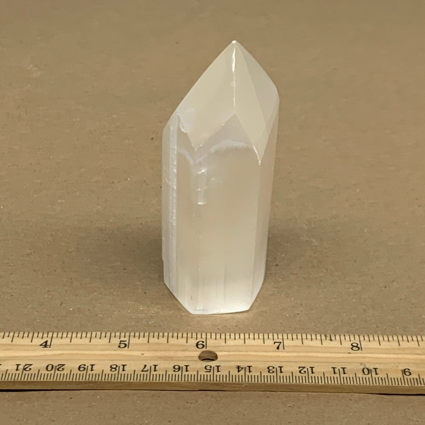 172g, 3.9"x1.5", Selenite (Satin Spar) Crystal Tower Point, B36020