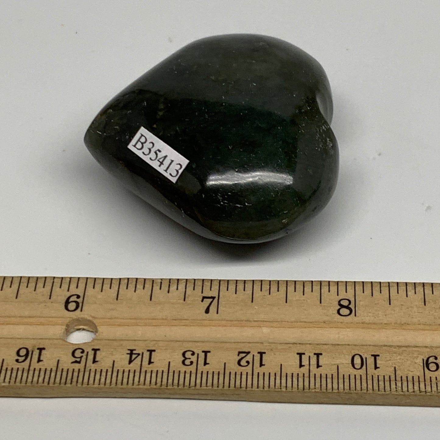 96.3g, 2"x2.2"x1", Natural Labradorite Heart Polished Crystal, B35413