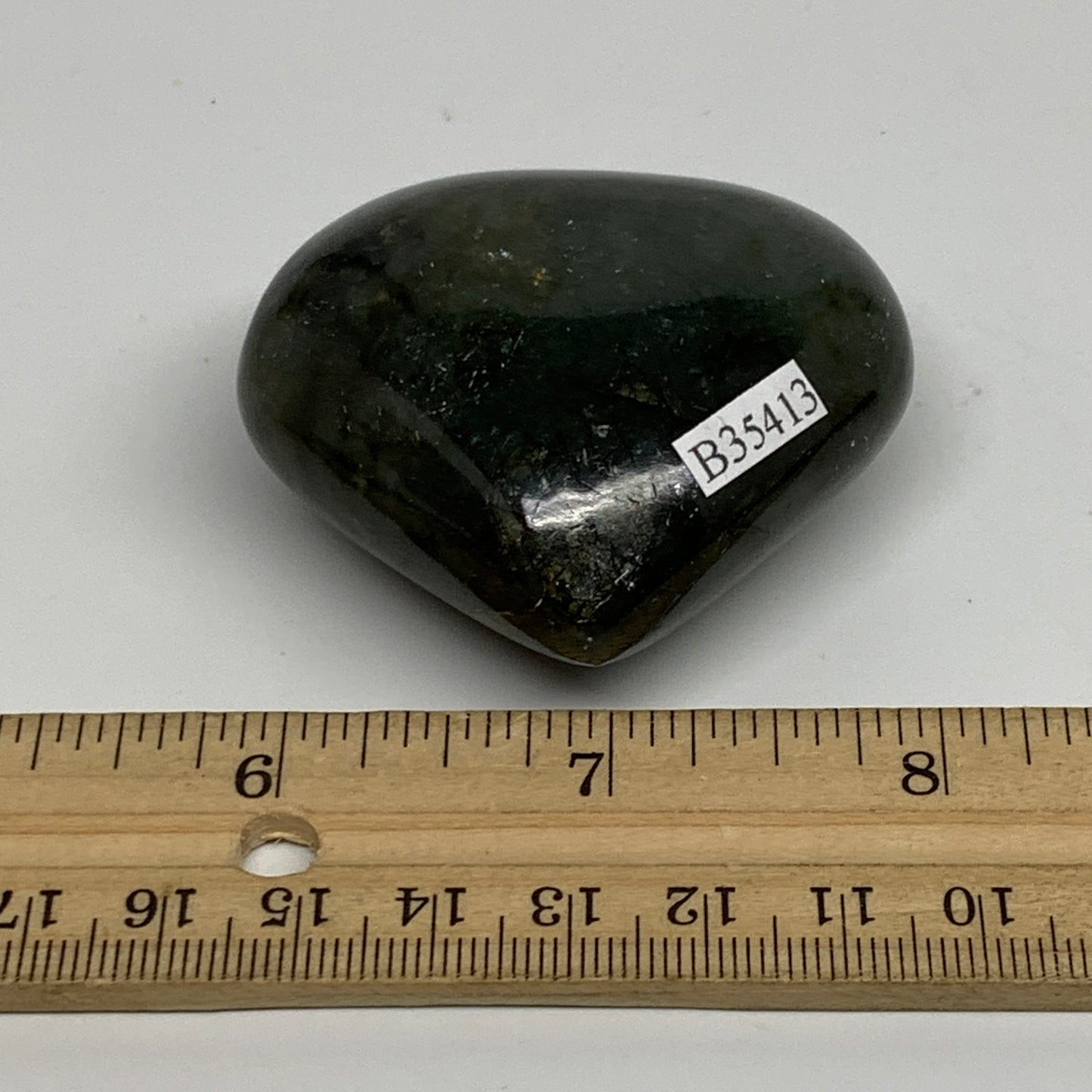 96.3g, 2"x2.2"x1", Natural Labradorite Heart Polished Crystal, B35413