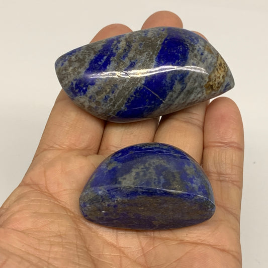114.1g, 1.2"-2.4", 2pcs, Natural Lapis Lazuli Palm Stone @Afghanistan, B36784