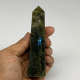 158.5g, 4.3"x1.1"x1.1, Labradorite Tower Point Crystal @Madagascar, B31287