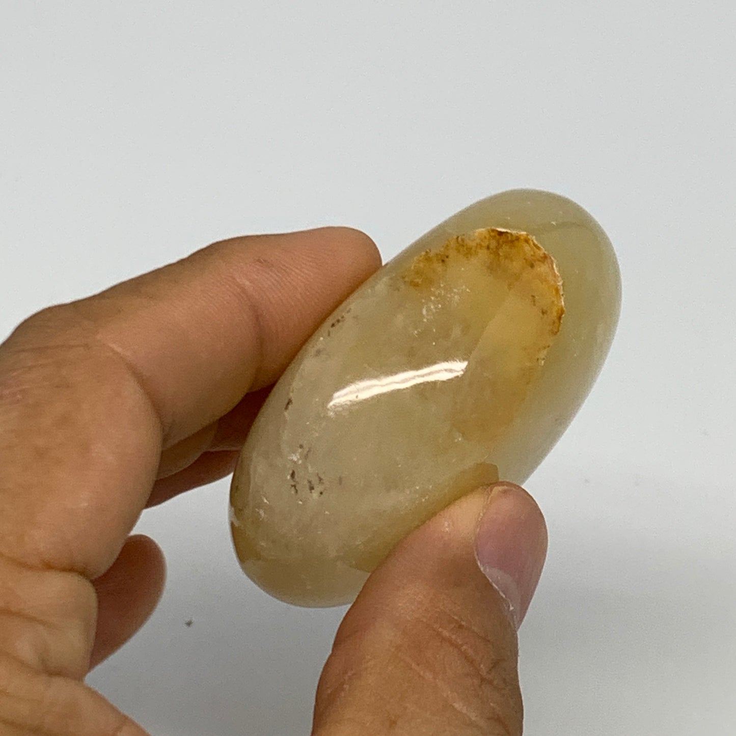 94g,2.2"x1.7"x1", Yellow Aventurine Palm-Stone Crystal Stone @India,B29725