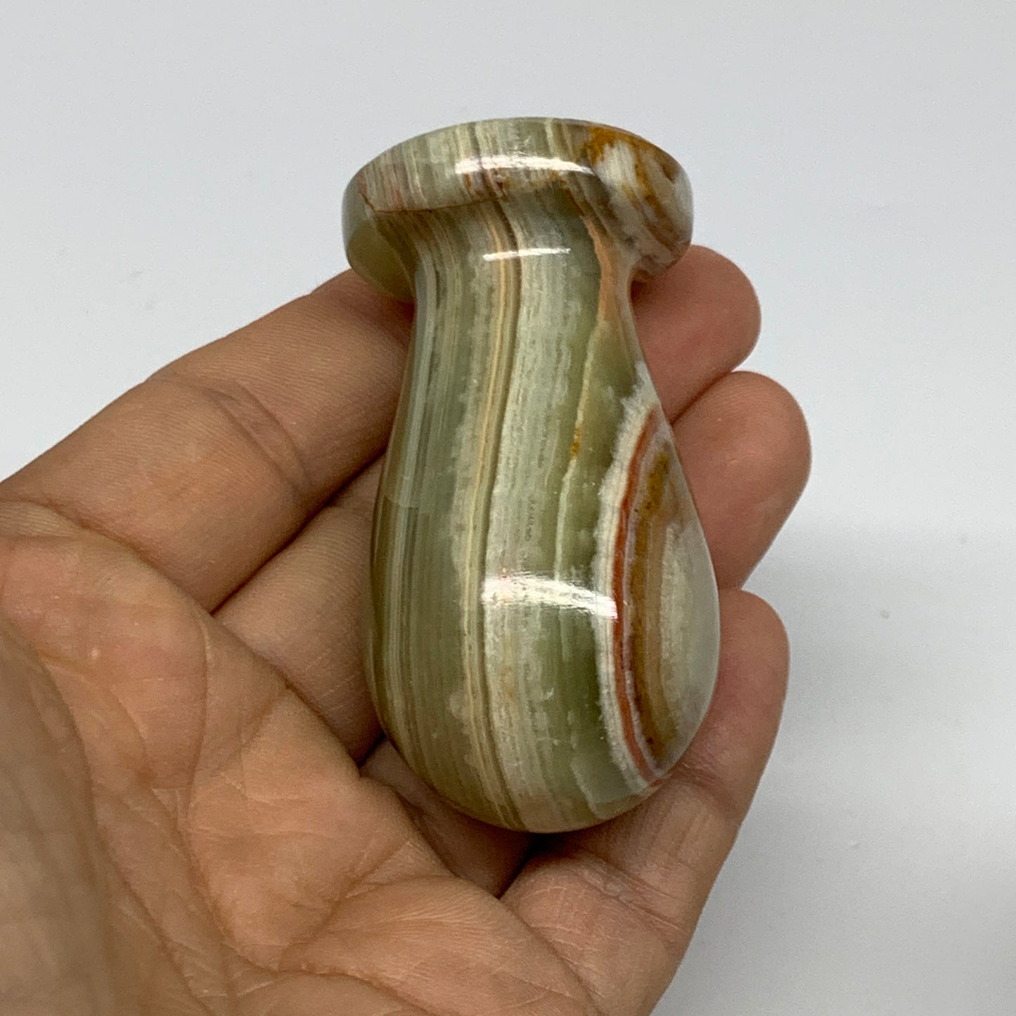 0.7 lbs, 2.2"x2.4", Natural Green Onyx Crystal Pestle and Mortar Handmade, B3259