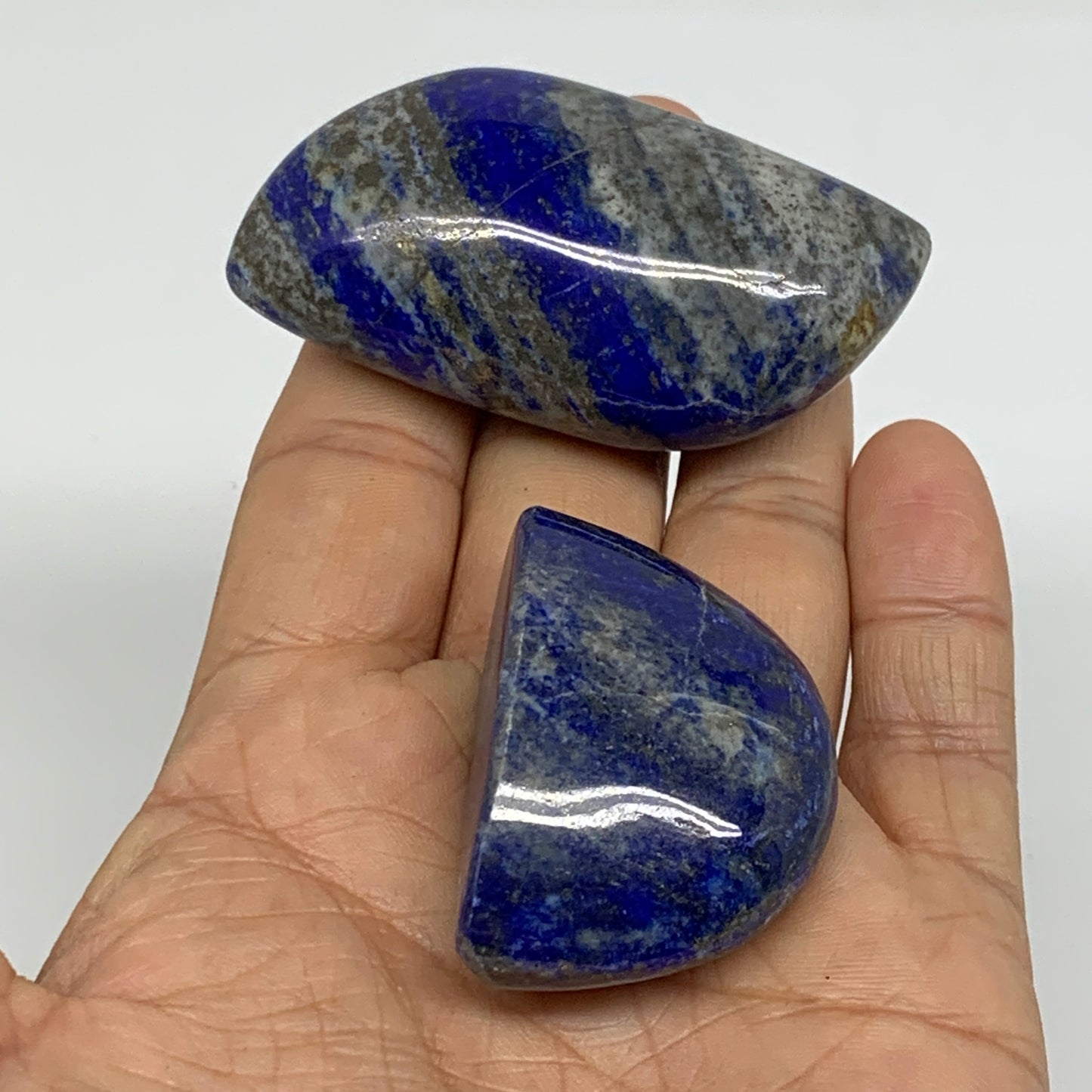 114.1g, 1.2"-2.4", 2pcs, Natural Lapis Lazuli Palm Stone @Afghanistan, B36784