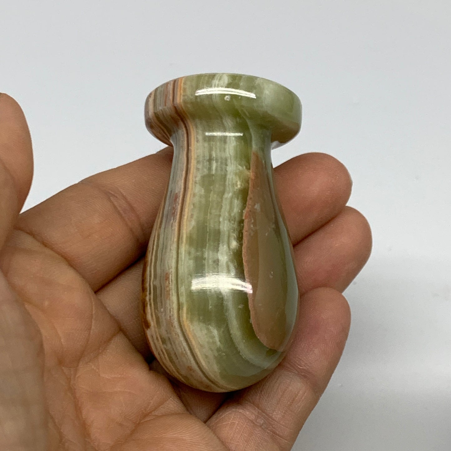0.7 lbs, 2.2"x2.4", Natural Green Onyx Crystal Pestle and Mortar Handmade, B3259